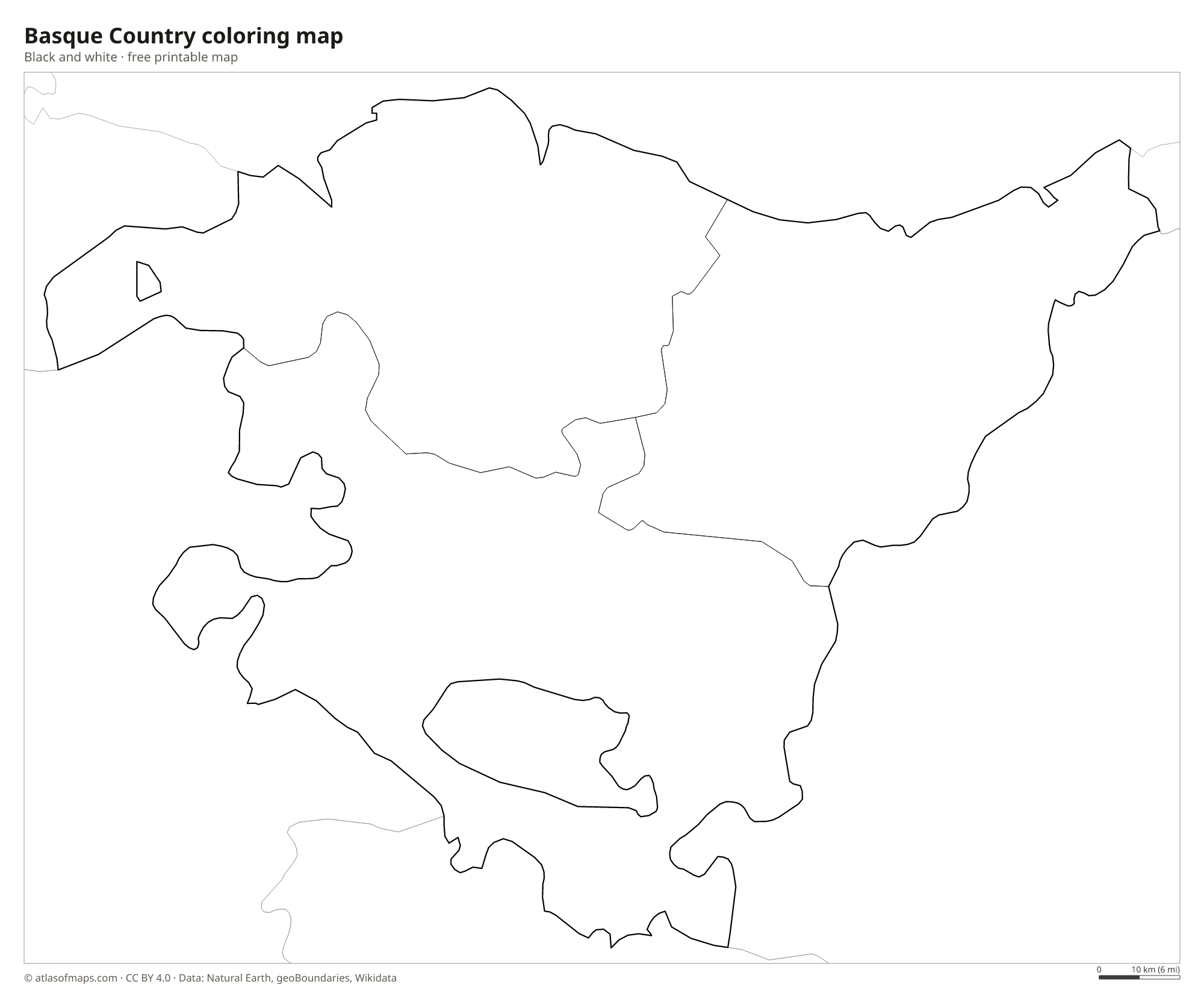 Black-and-white coloring map of Basque Country