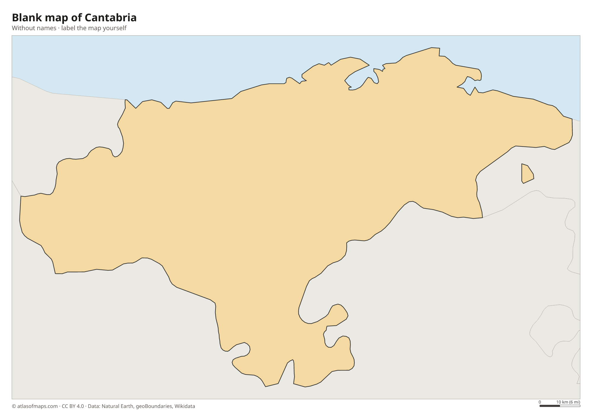 Blank map of Cantabria without names