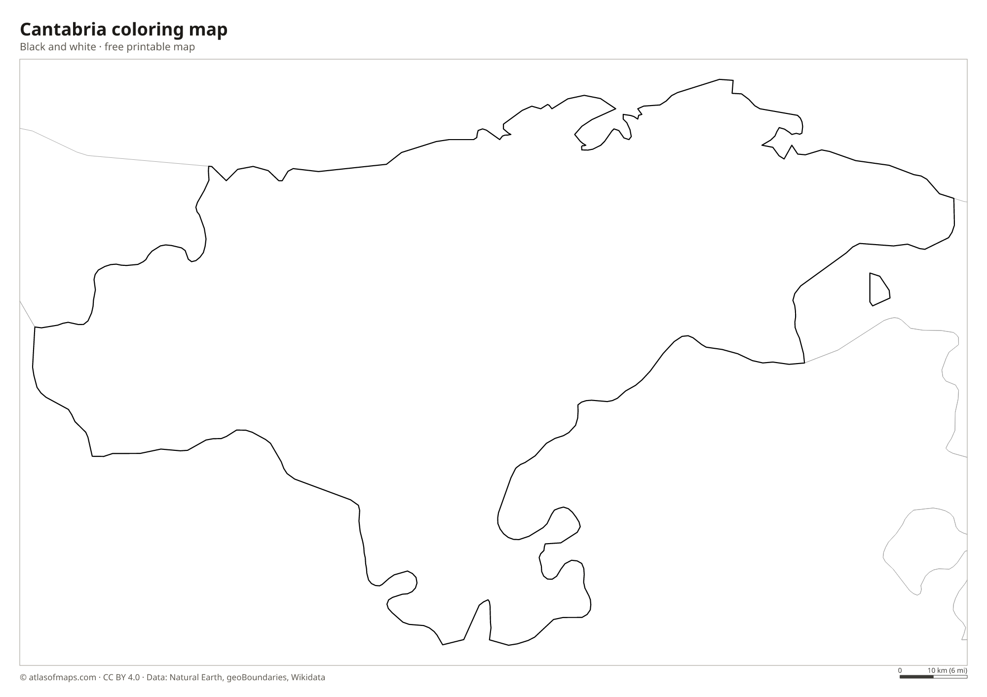 Black-and-white coloring map of Cantabria