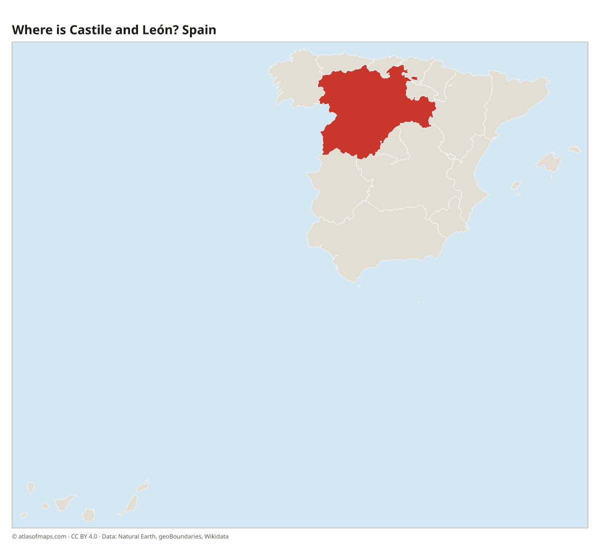 Location of Castile and León in Spain