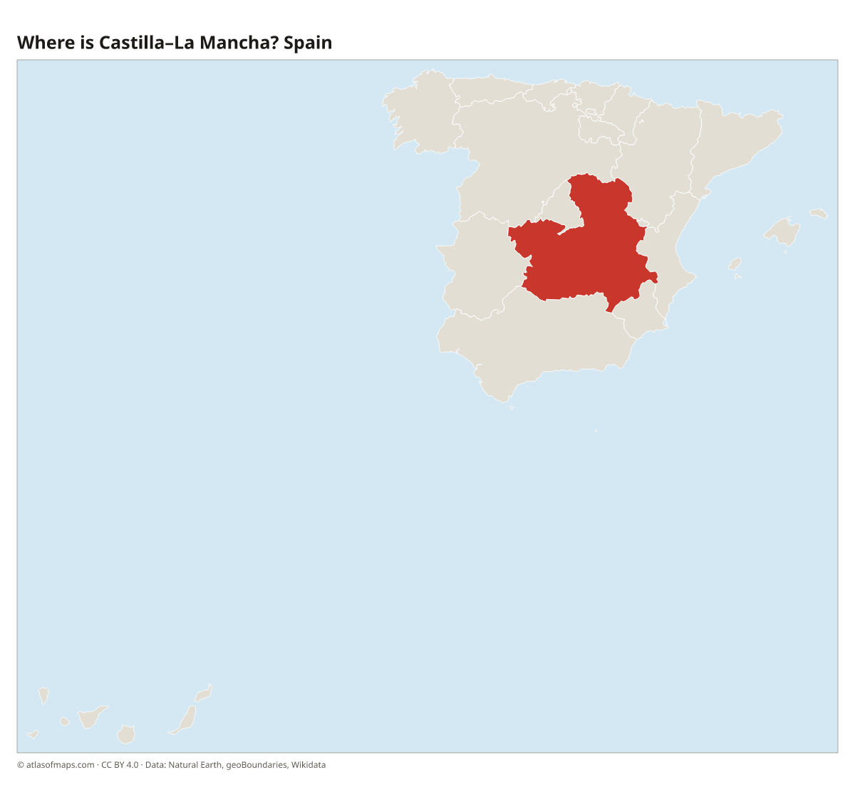 Location of Castilla–La Mancha in Spain