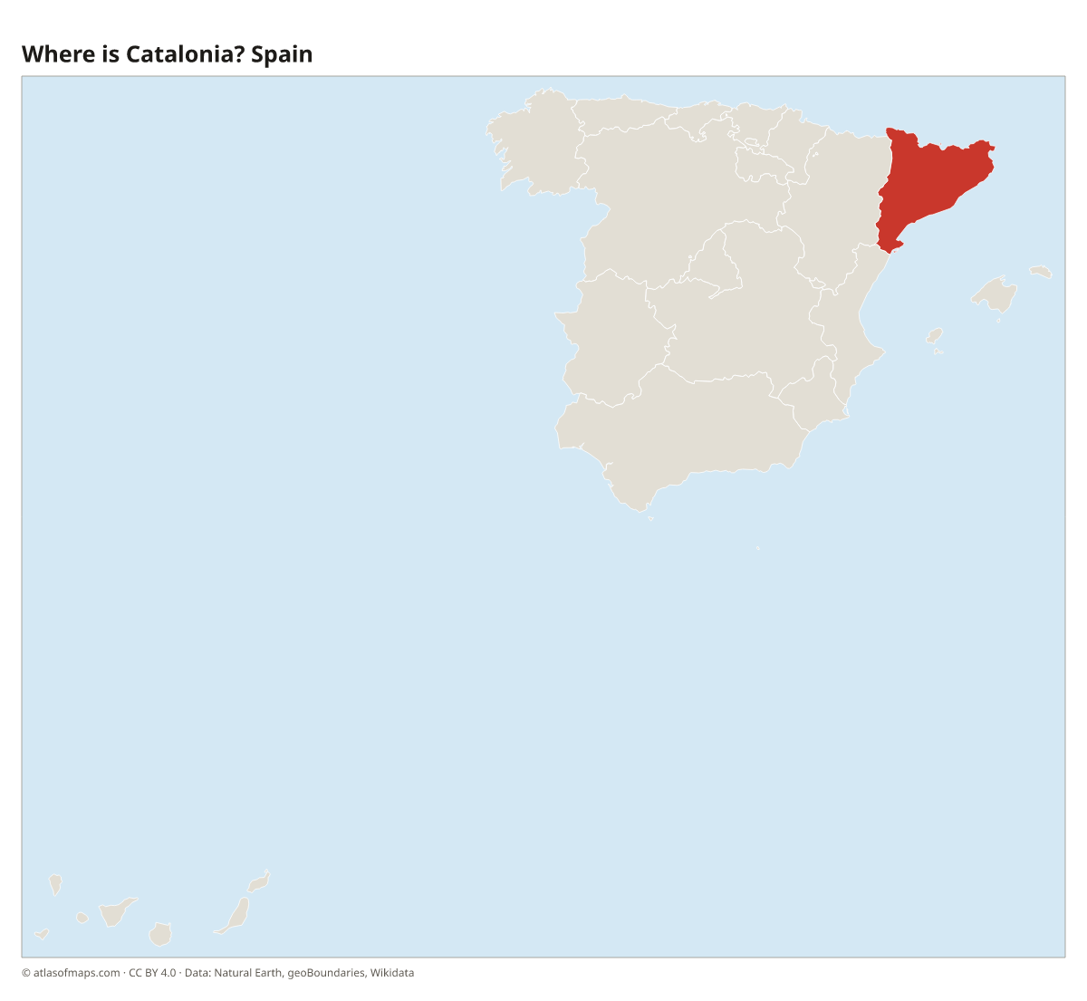 Location of Catalonia in Spain