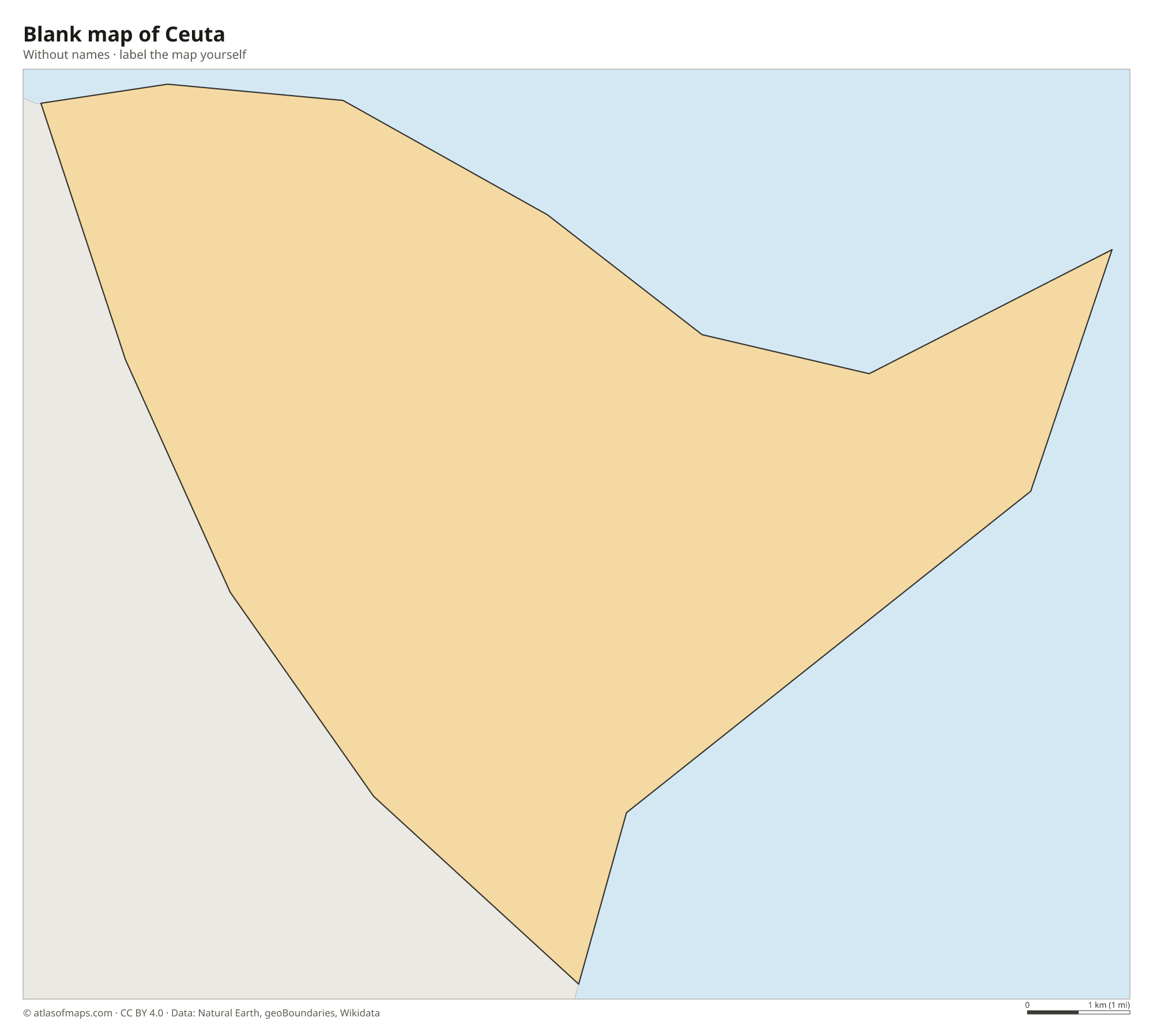Blank map of Ceuta without names