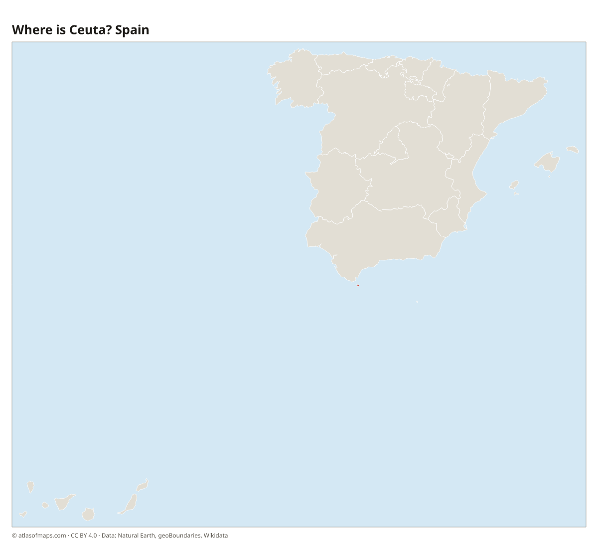 Location of Ceuta in Spain