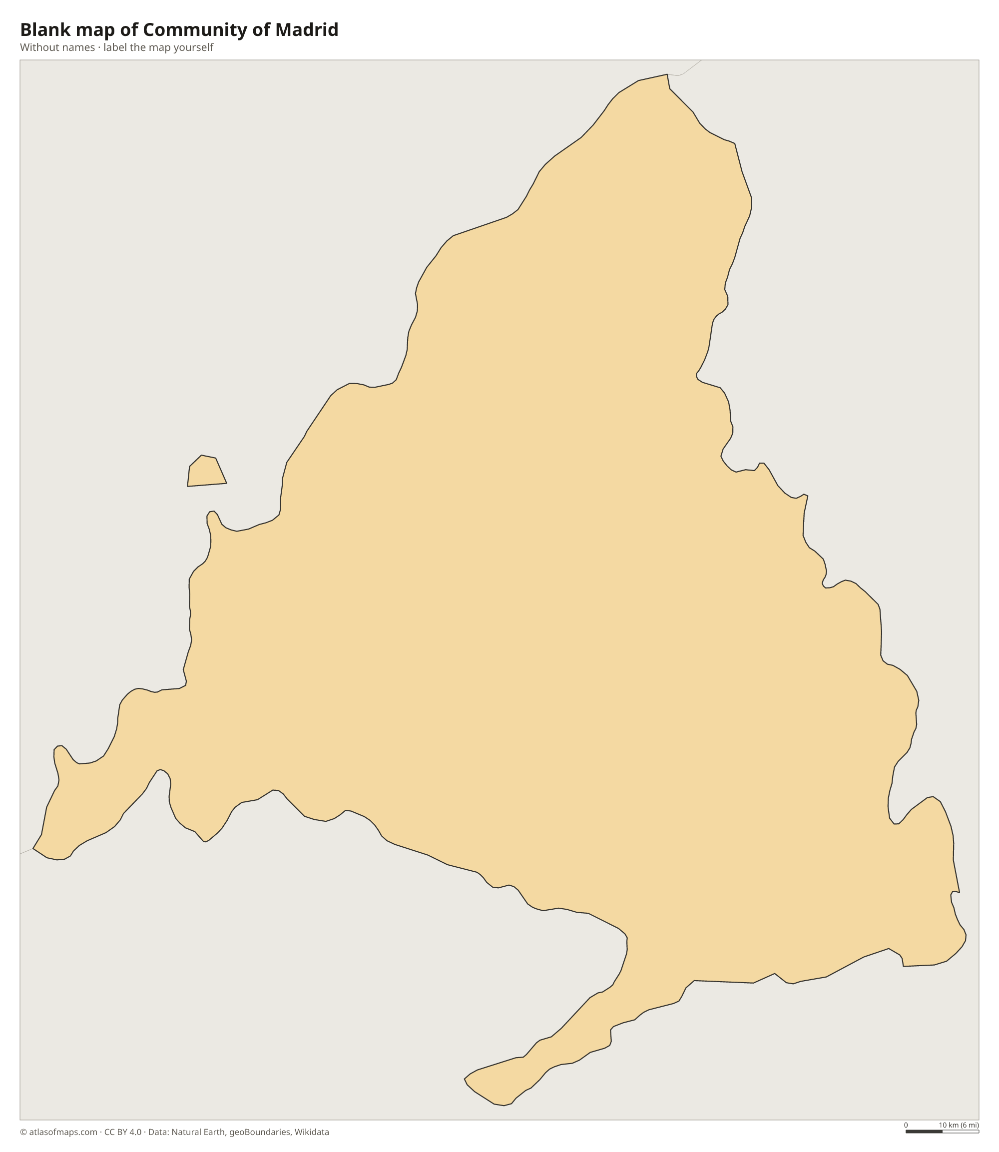 Blank map of Community of Madrid without names
