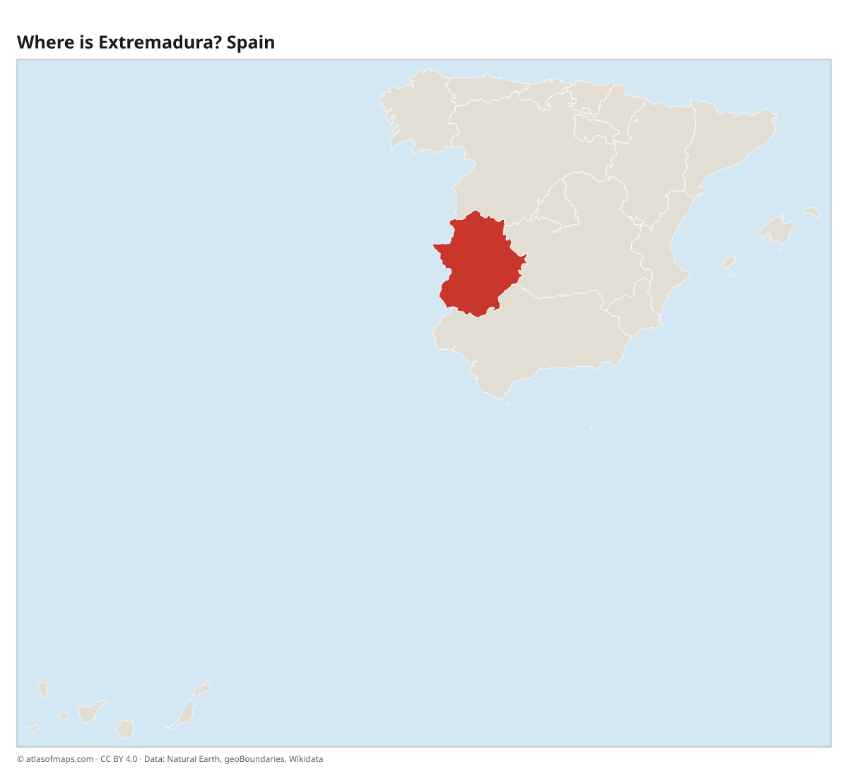 Location of Extremadura in Spain