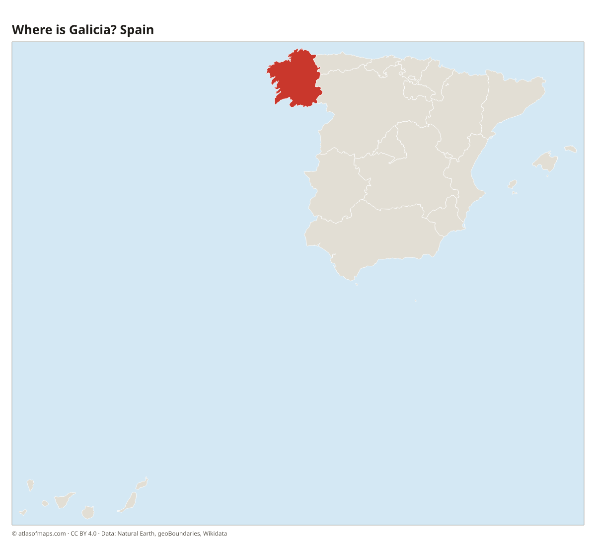 Location of Galicia in Spain
