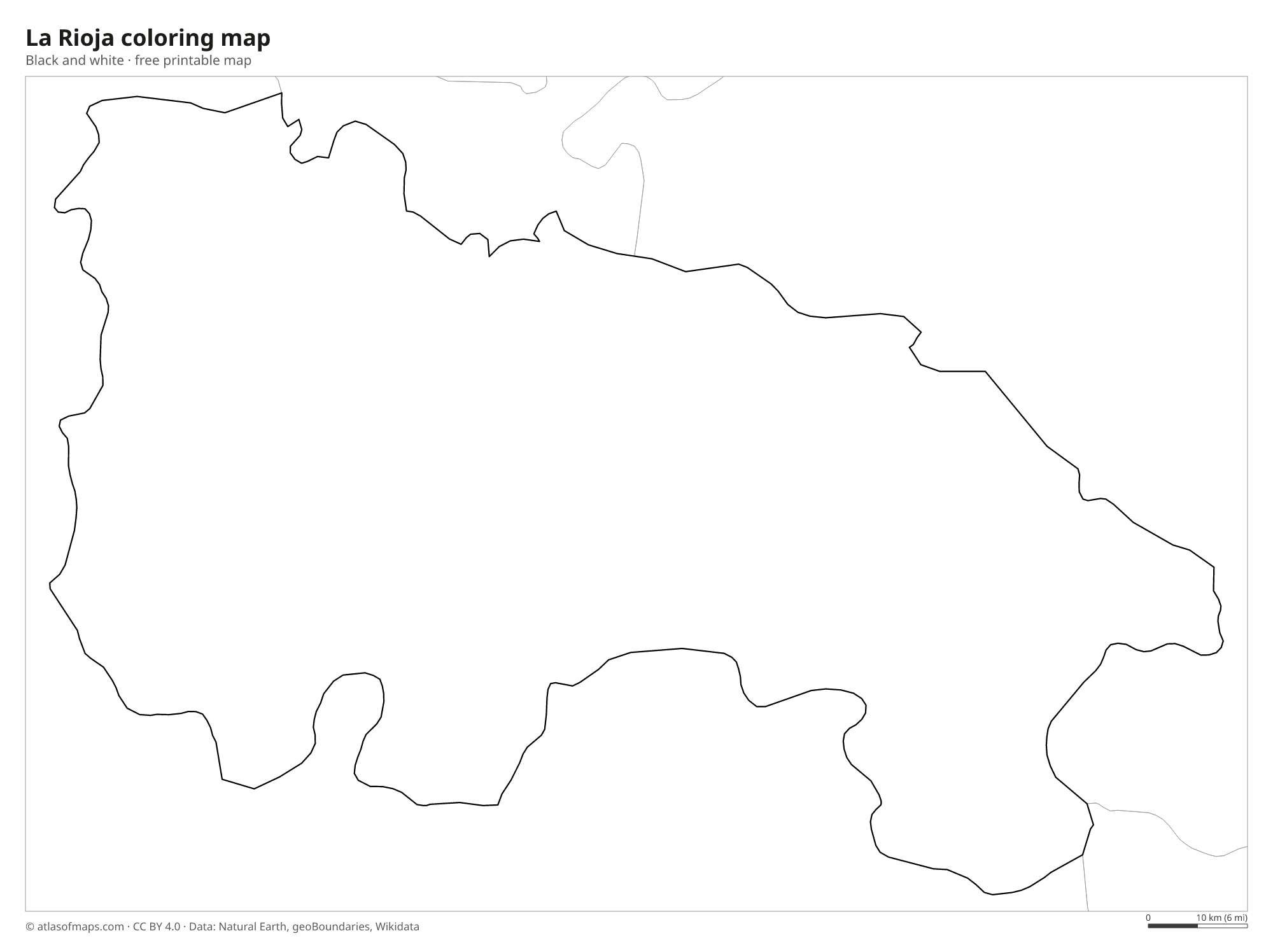 Black-and-white coloring map of La Rioja