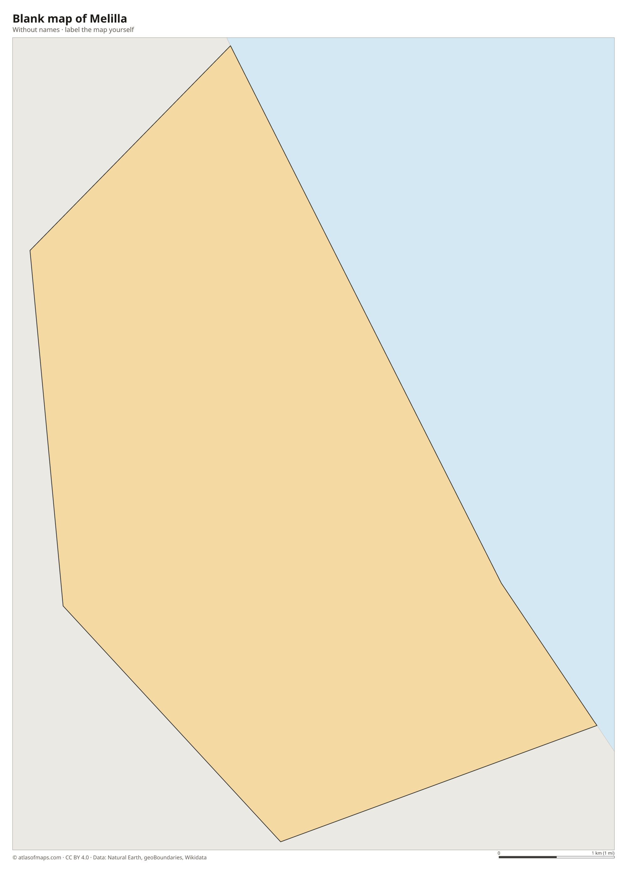Blank map of Melilla without names