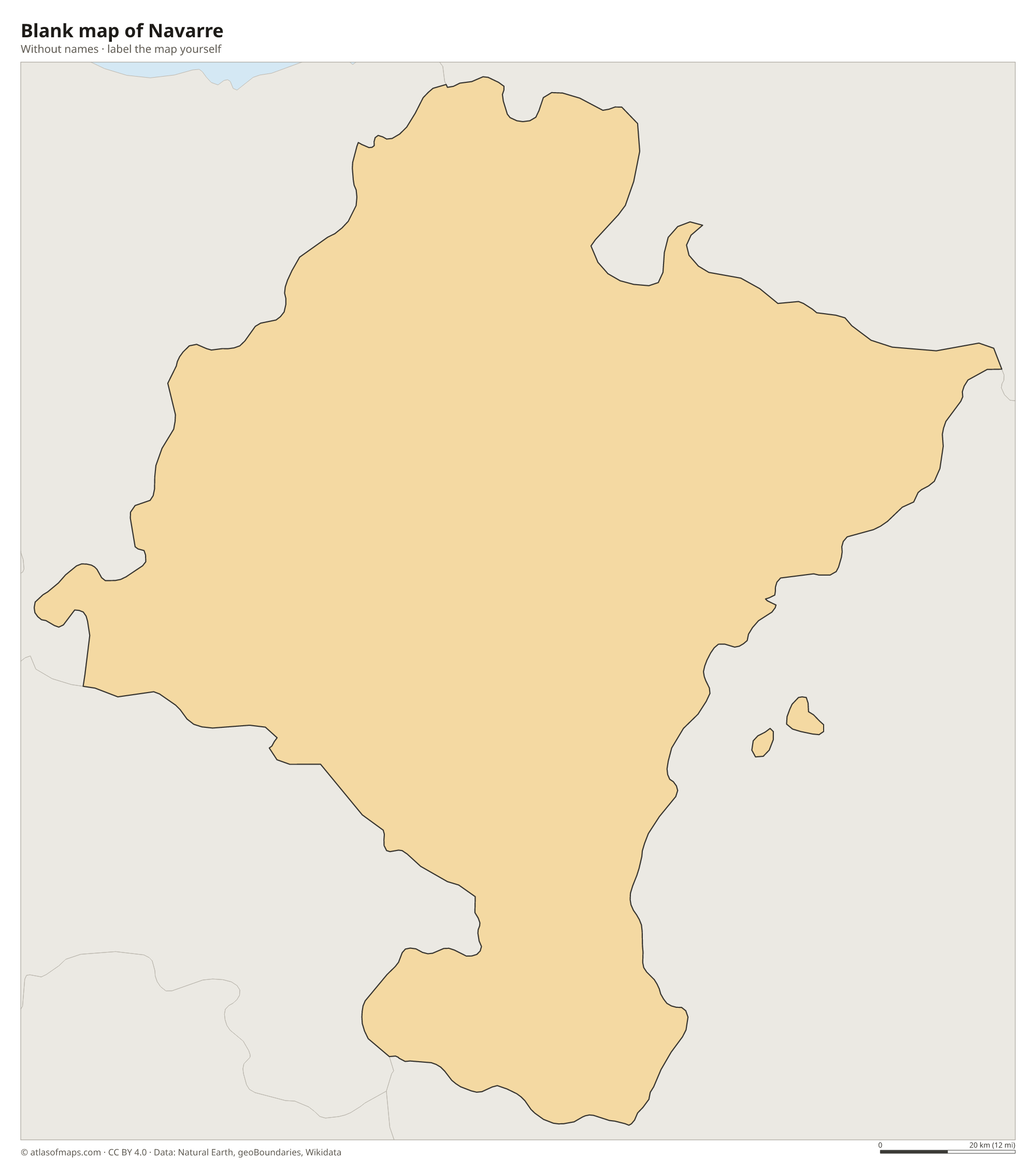 Blank map of Navarre without names