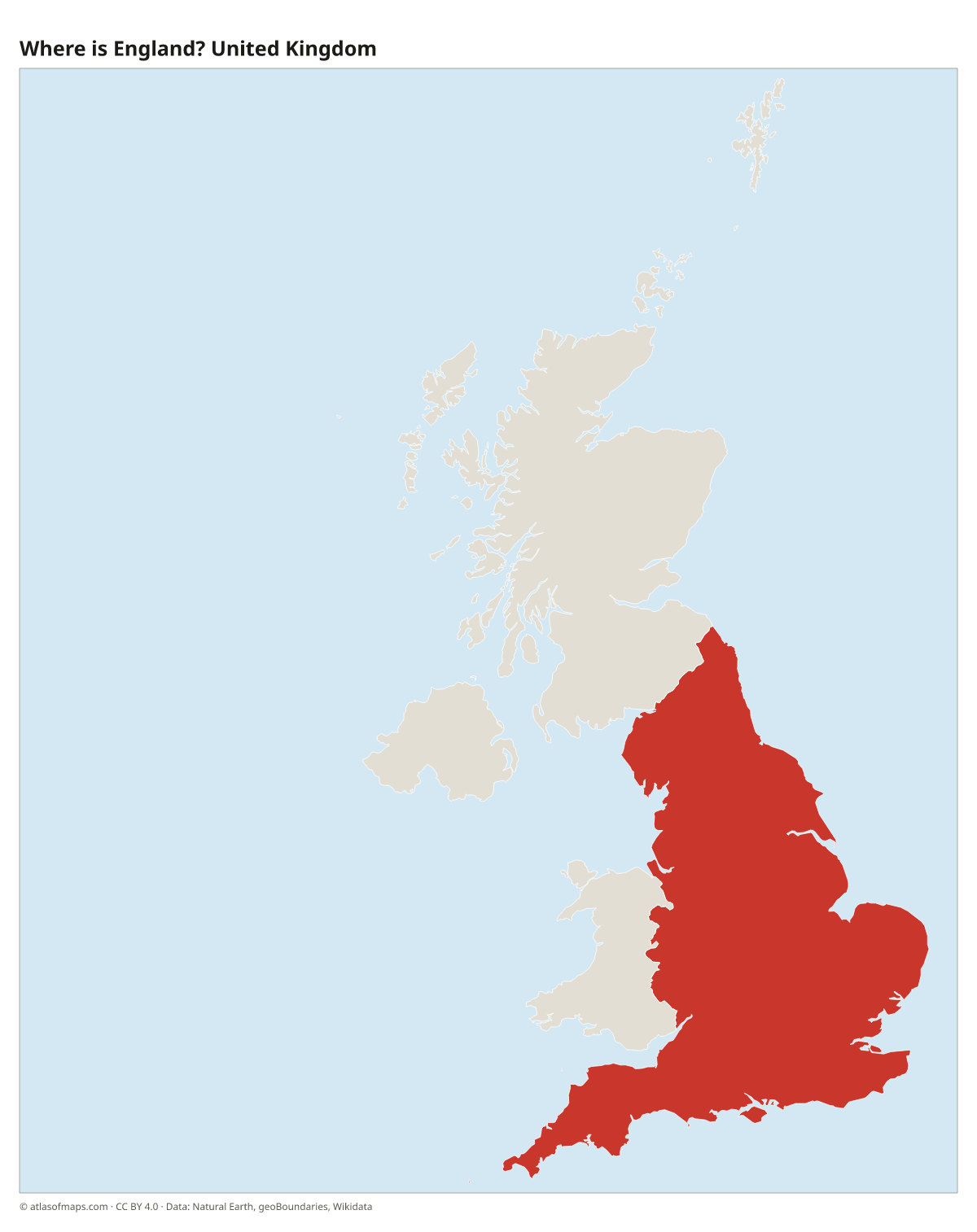 Location of England in the United Kingdom