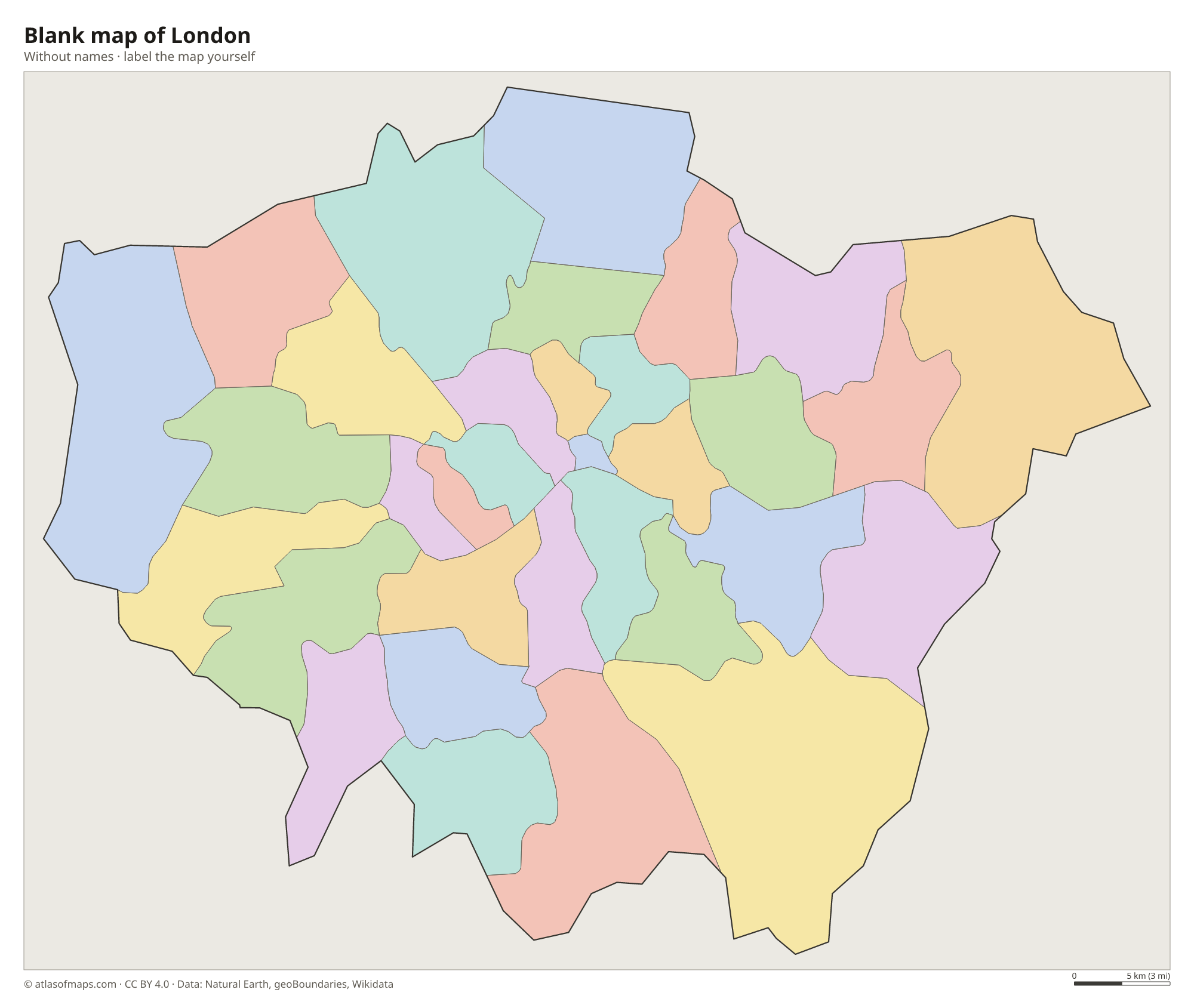 Blank map of London without names