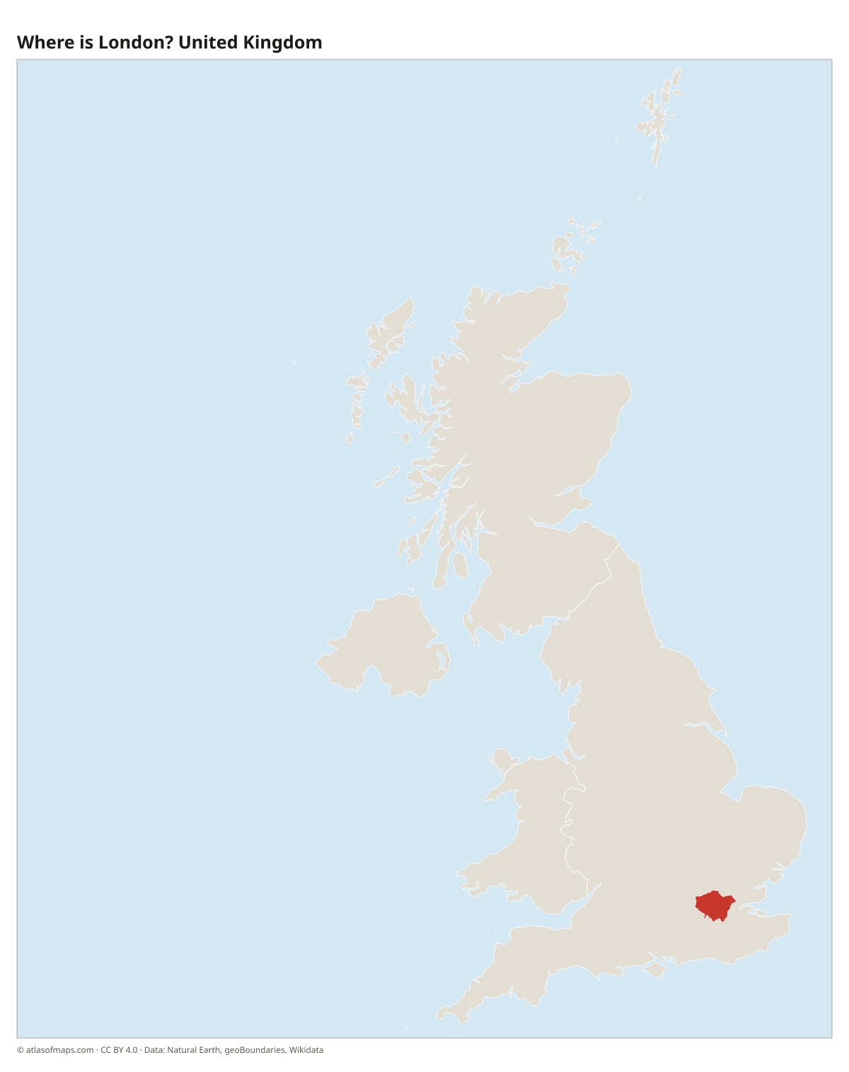 Location of London in the United Kingdom