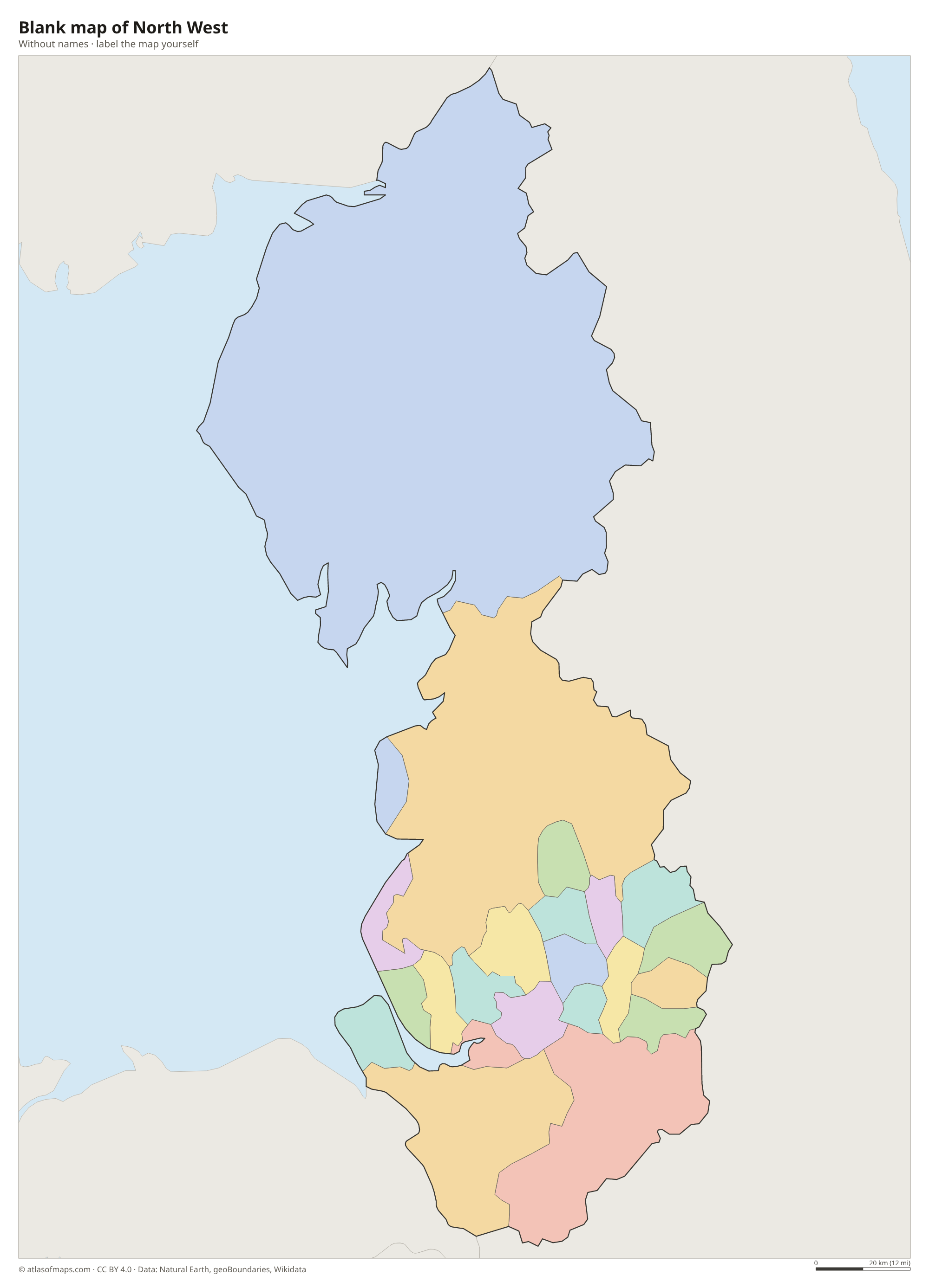 Blank map of North West without names
