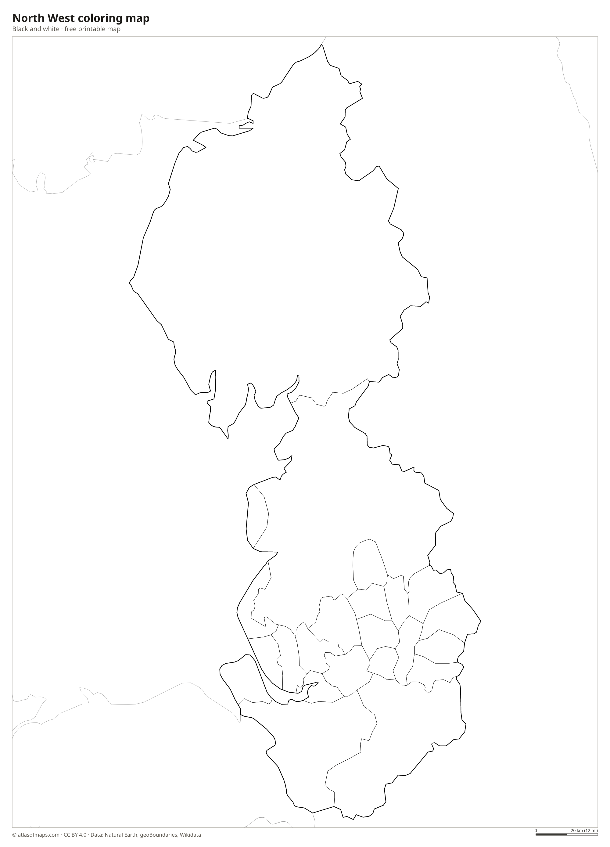 Black-and-white coloring map of North West