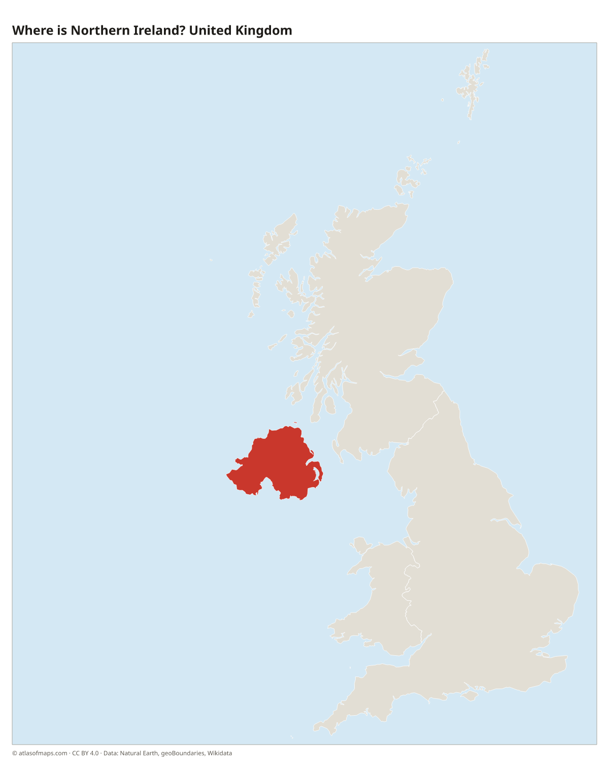 Location of Northern Ireland in the United Kingdom
