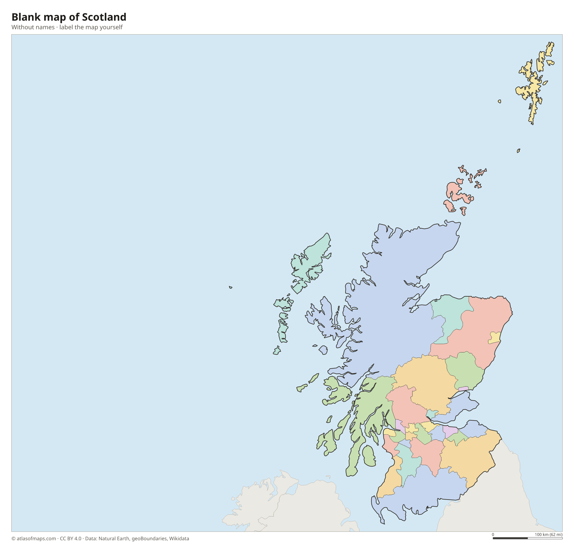Blank map of Scotland without names