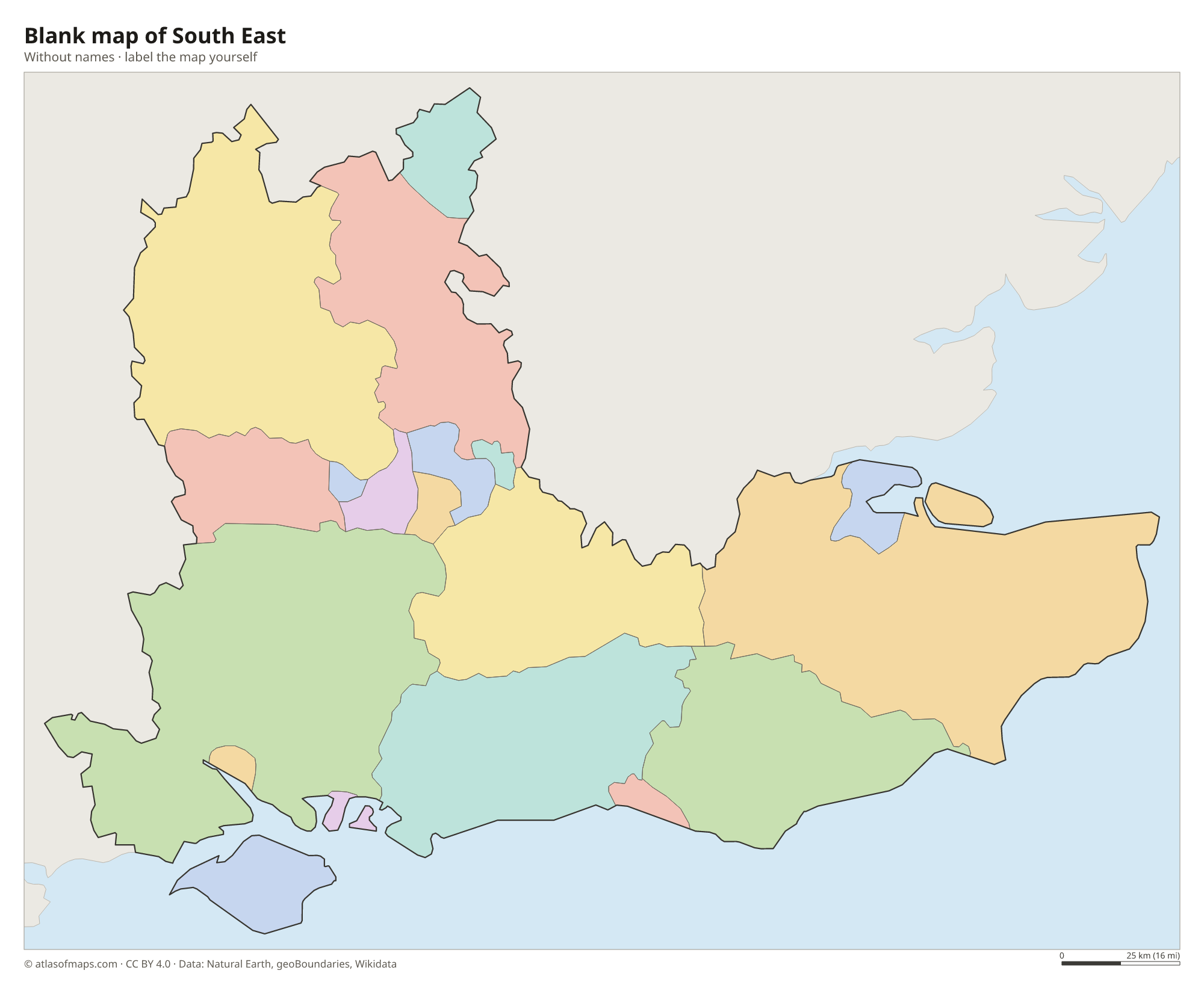 Blank map of South East without names