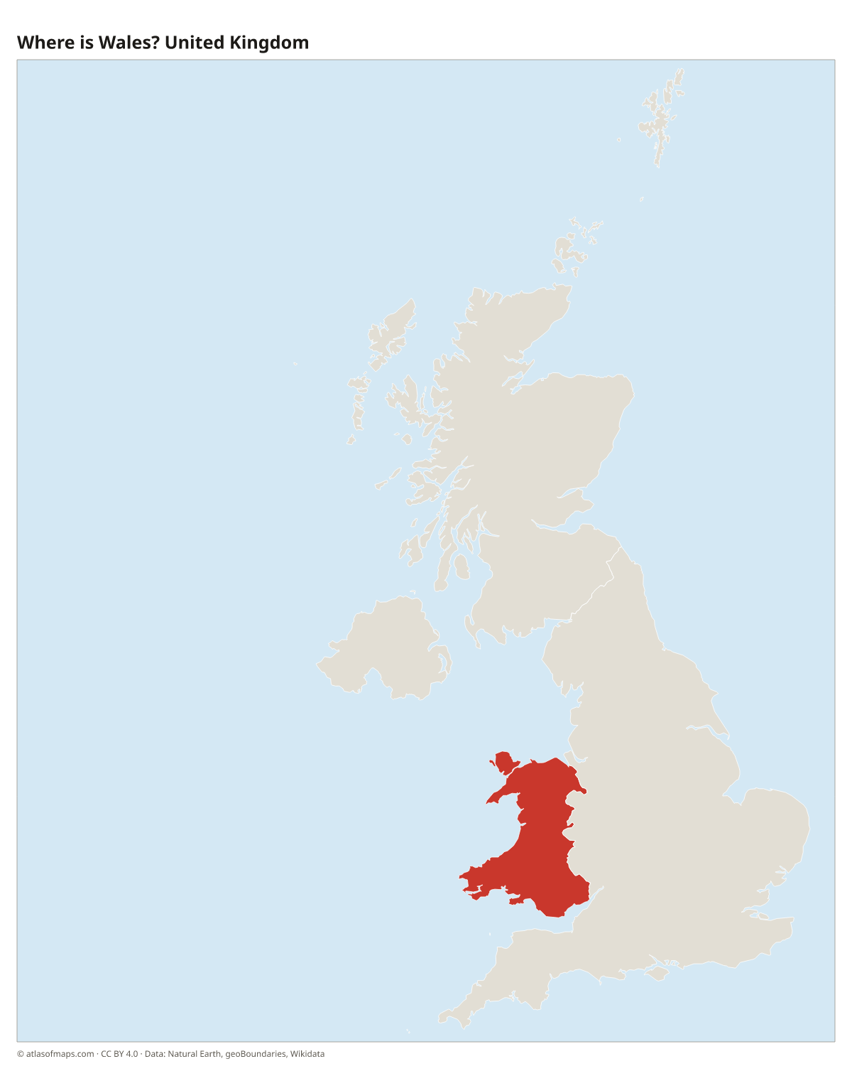 Location of Wales in the United Kingdom