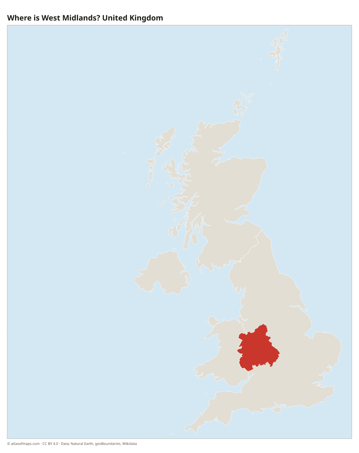 Location of West Midlands in the United Kingdom