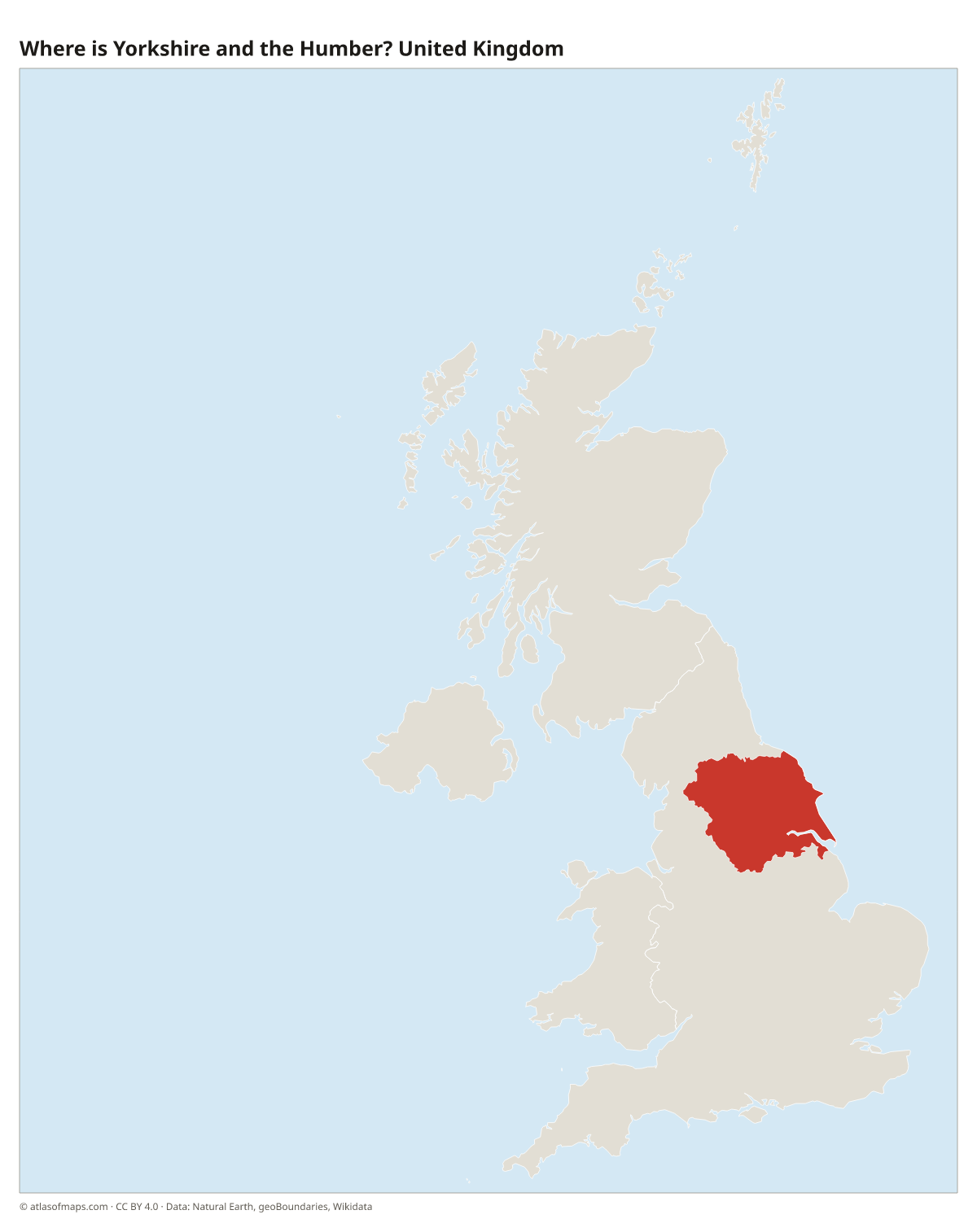 Location of Yorkshire and the Humber in the United Kingdom