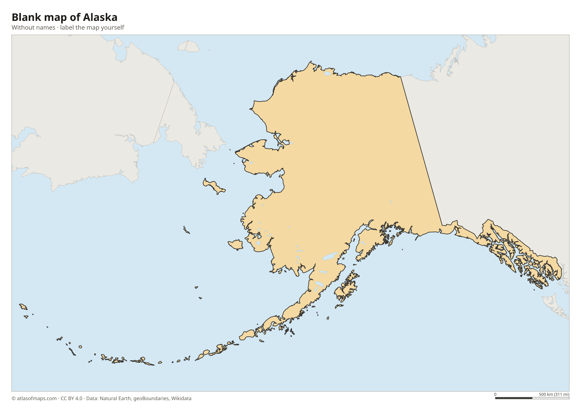 Blank map of Alaska without names