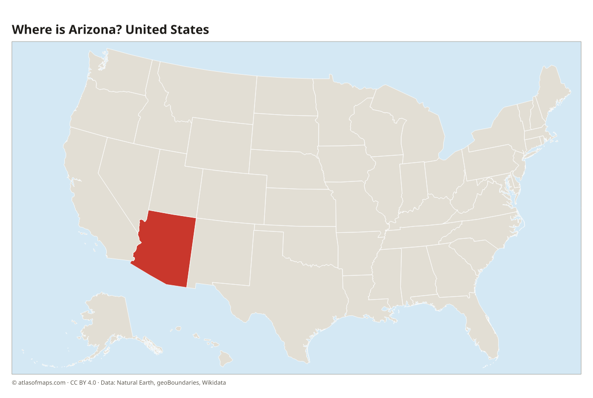 Location of Arizona in the United States