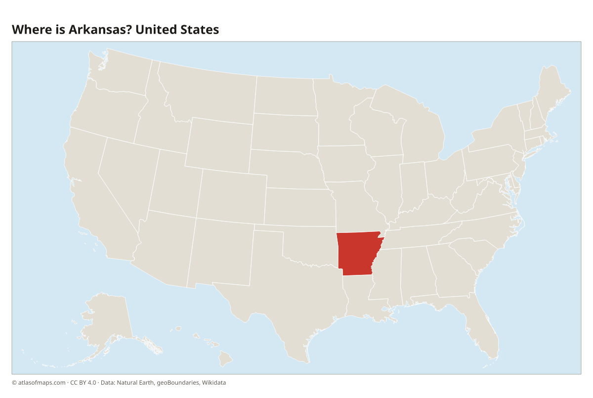 Location of Arkansas in the United States