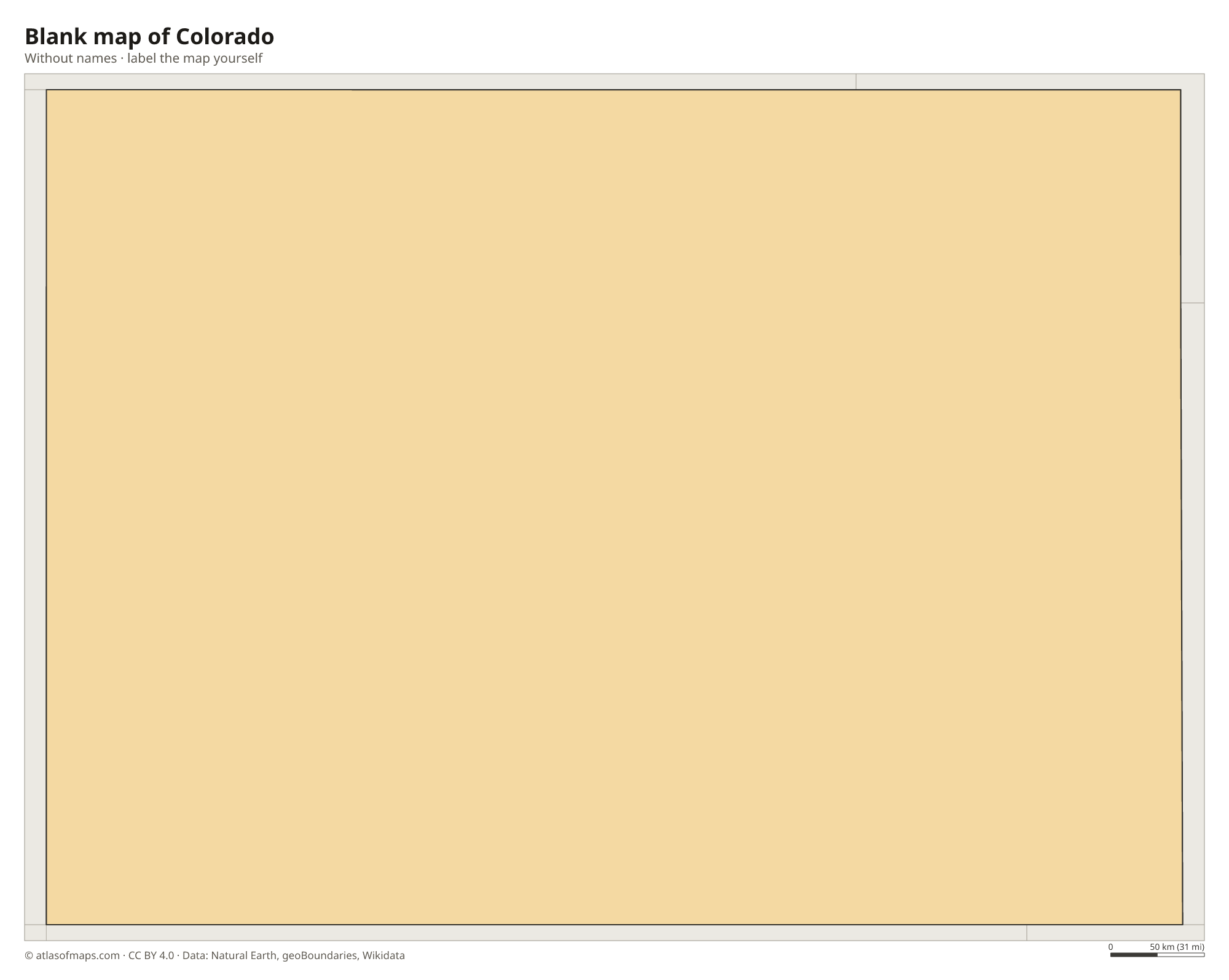 Blank map of Colorado without names