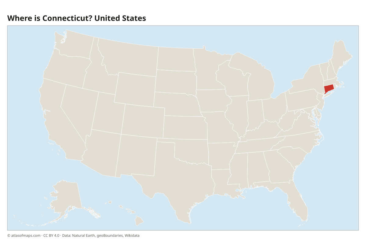 Location of Connecticut in the United States