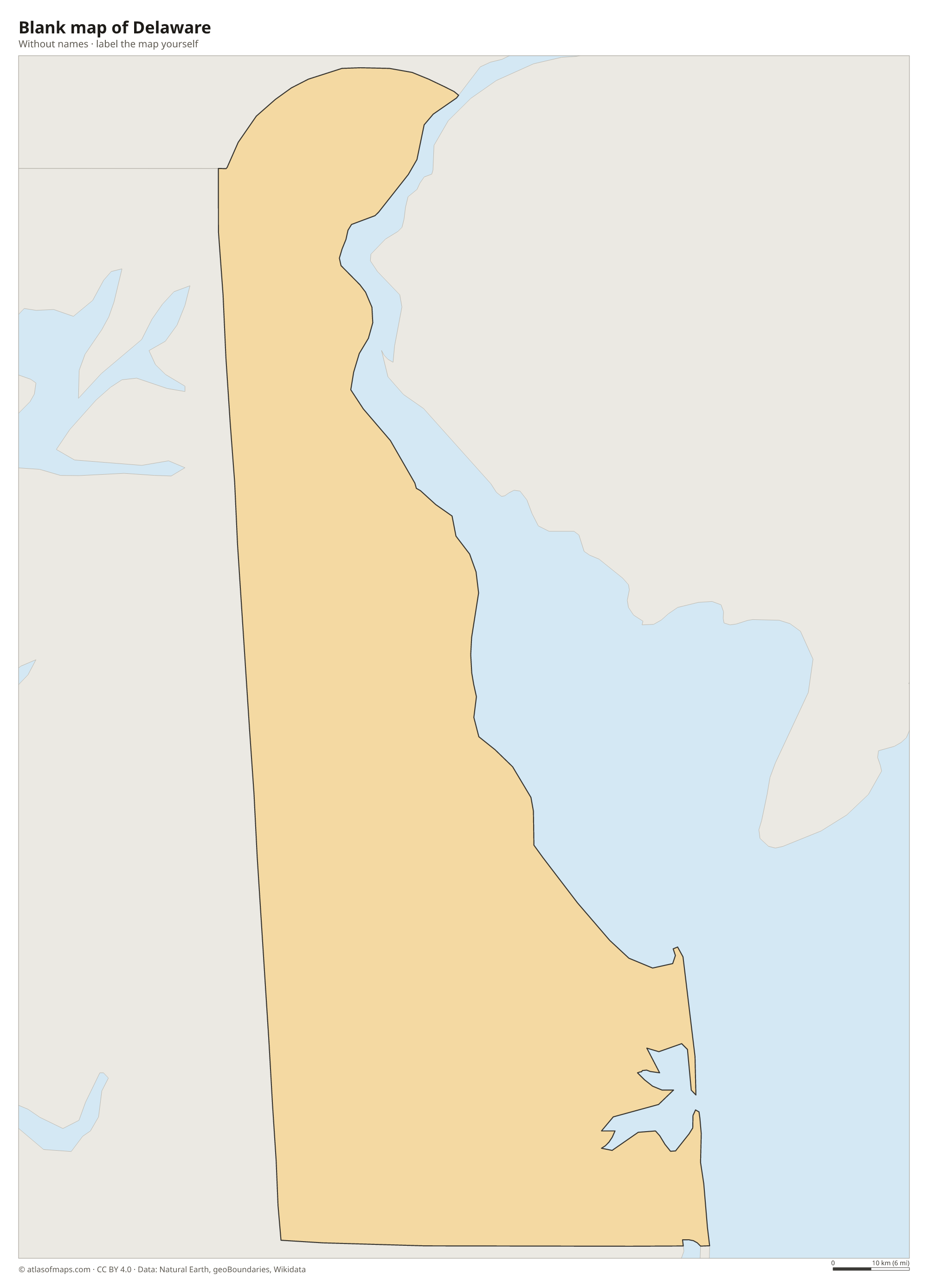 Blank map of Delaware without names