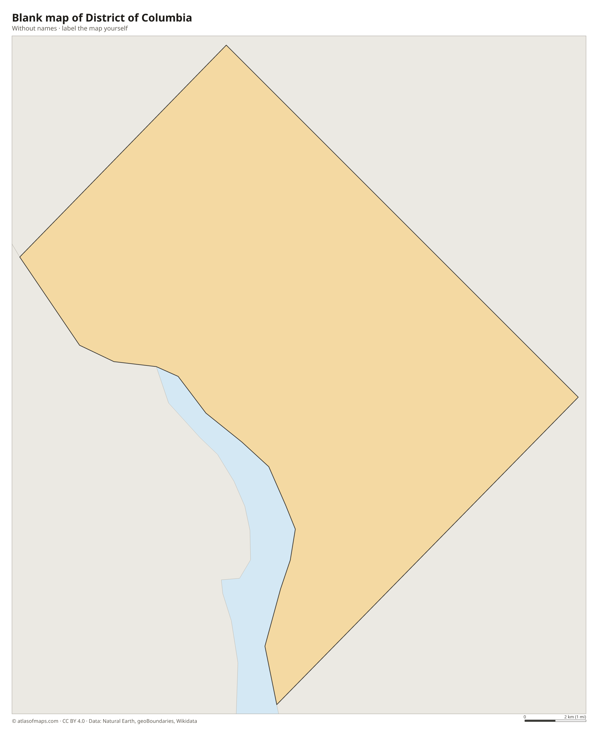 Blank map of District of Columbia without names