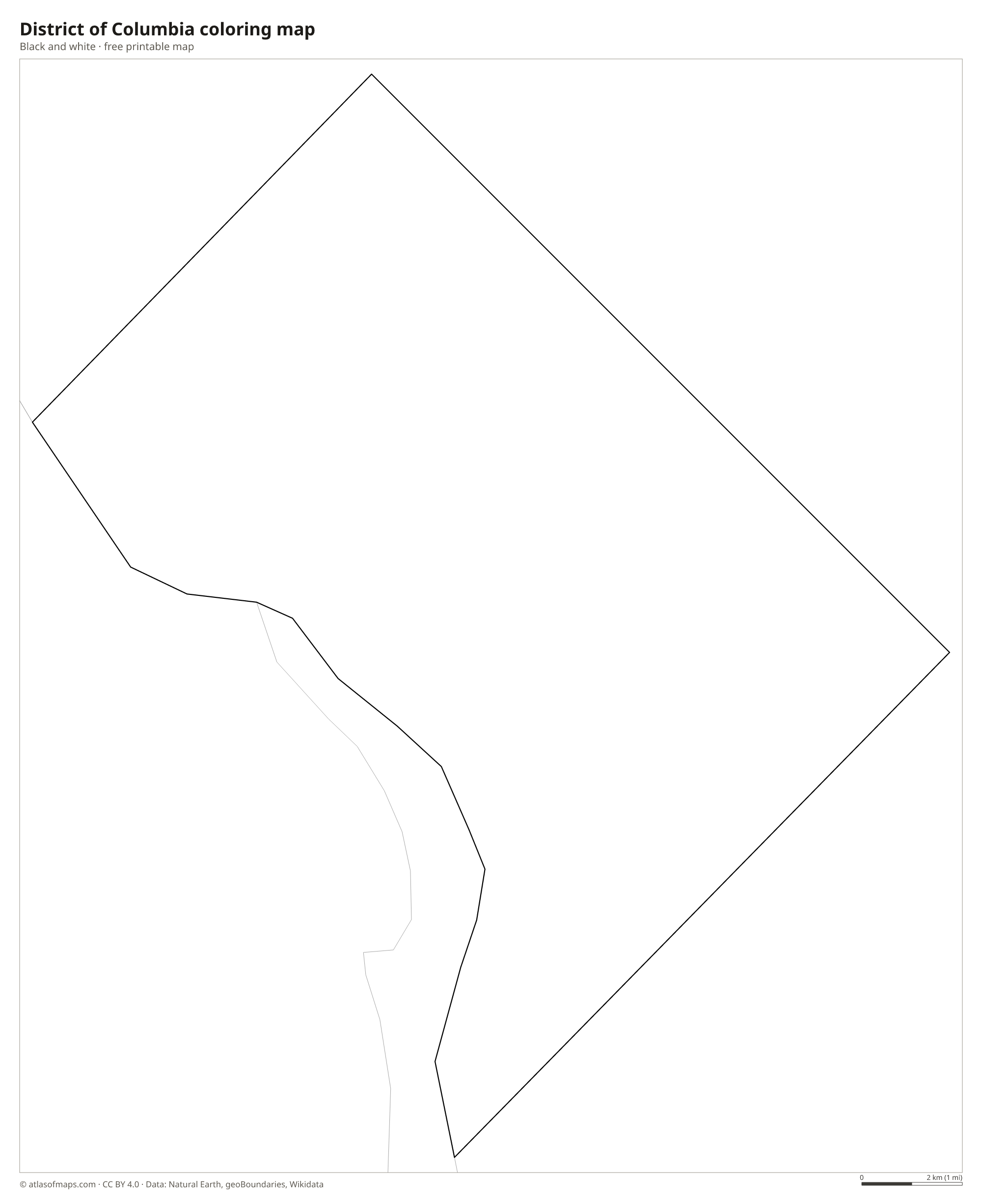 Black-and-white coloring map of District of Columbia
