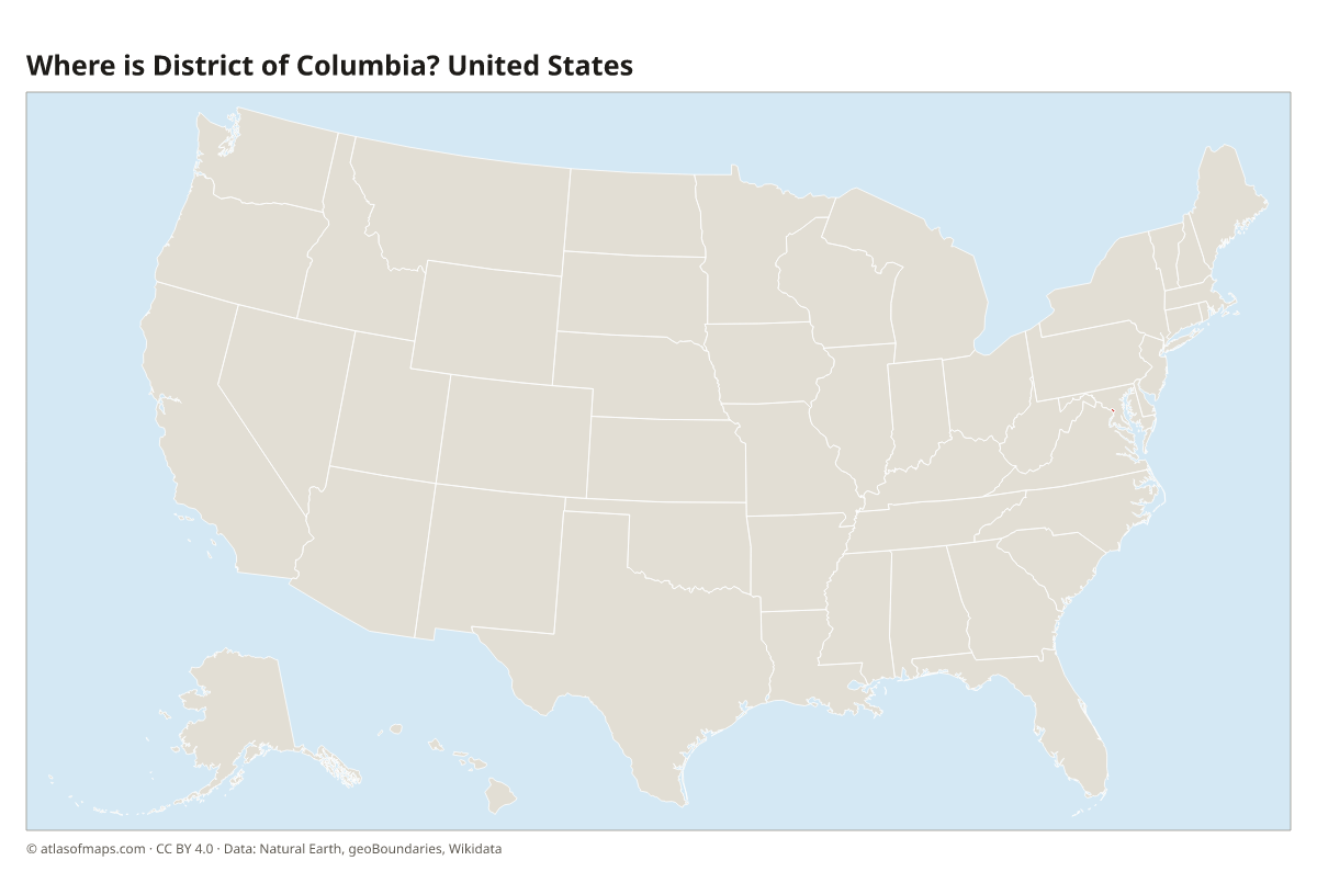 Location of District of Columbia in the United States