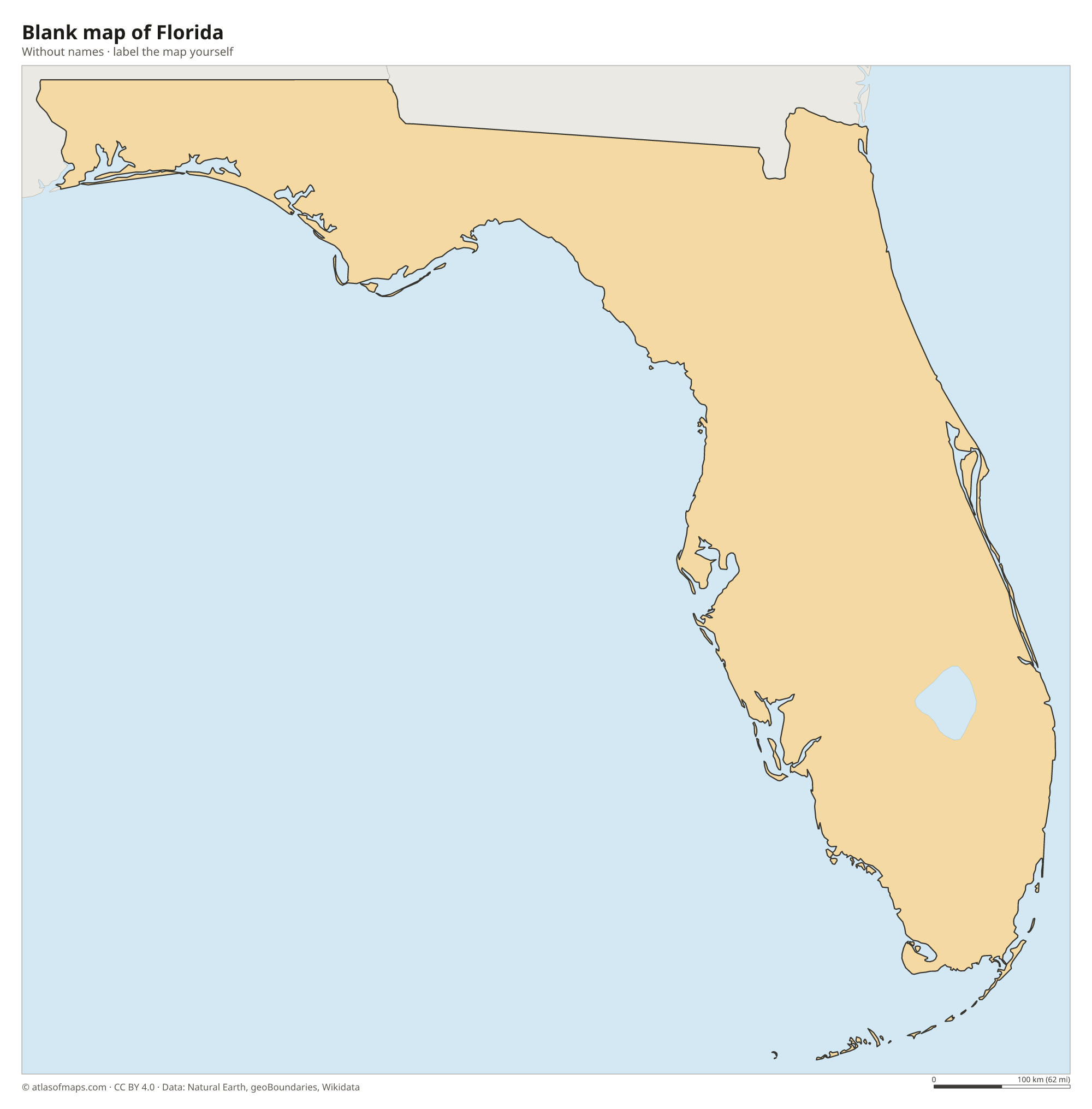 Blank map of Florida without names