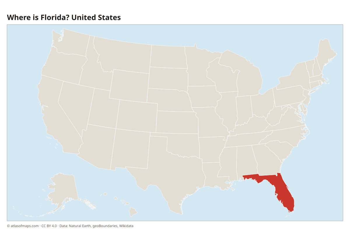 Location of Florida in the United States