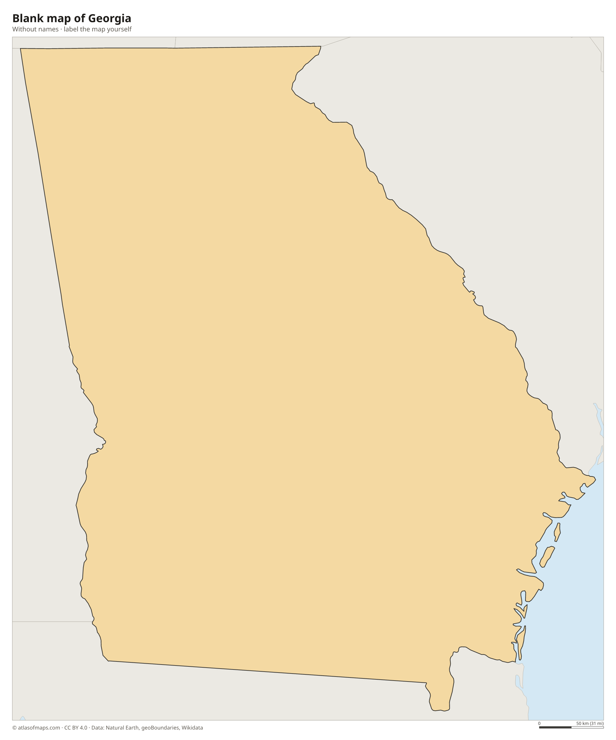 Blank map of Georgia without names