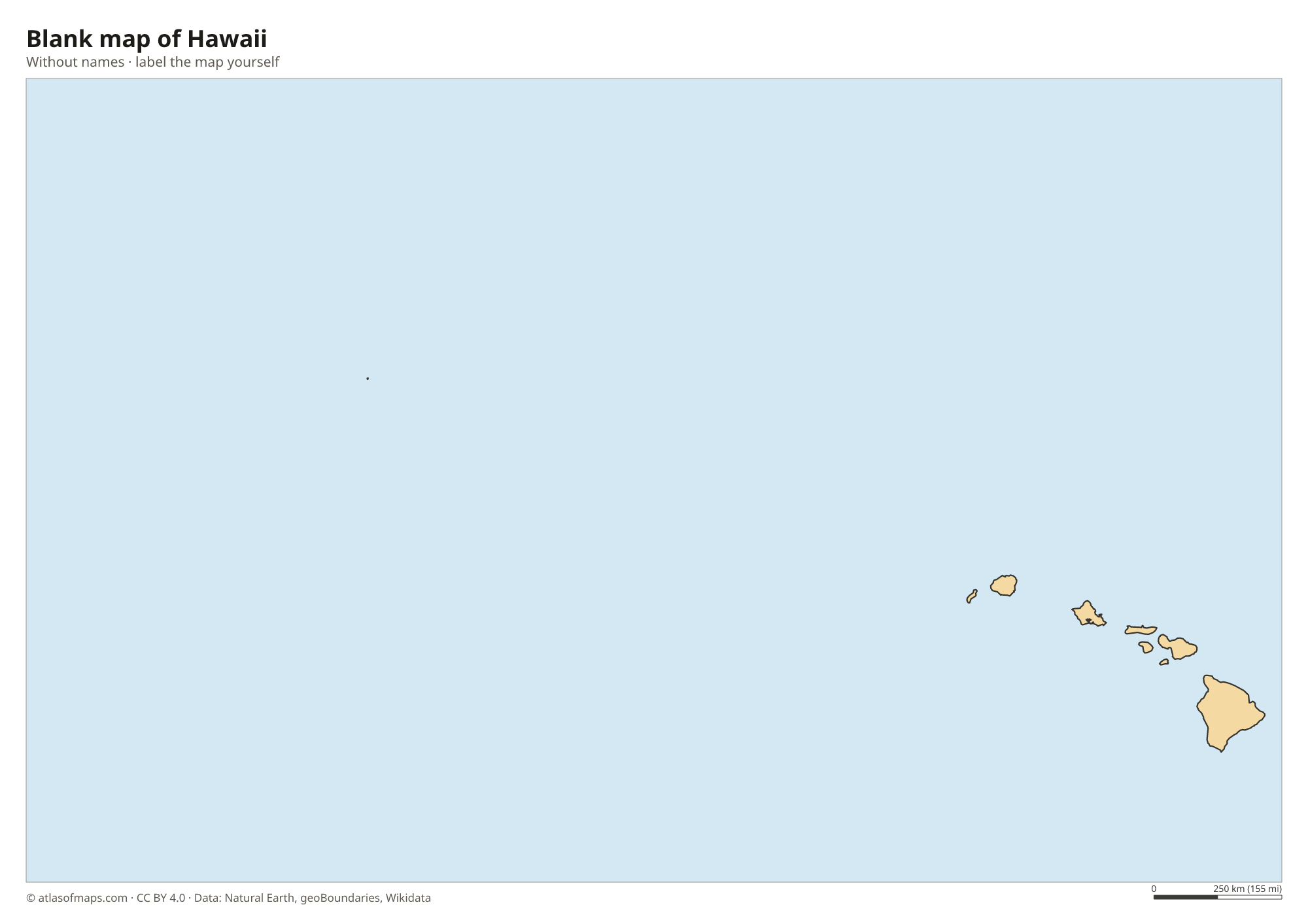 Blank map of Hawaii without names