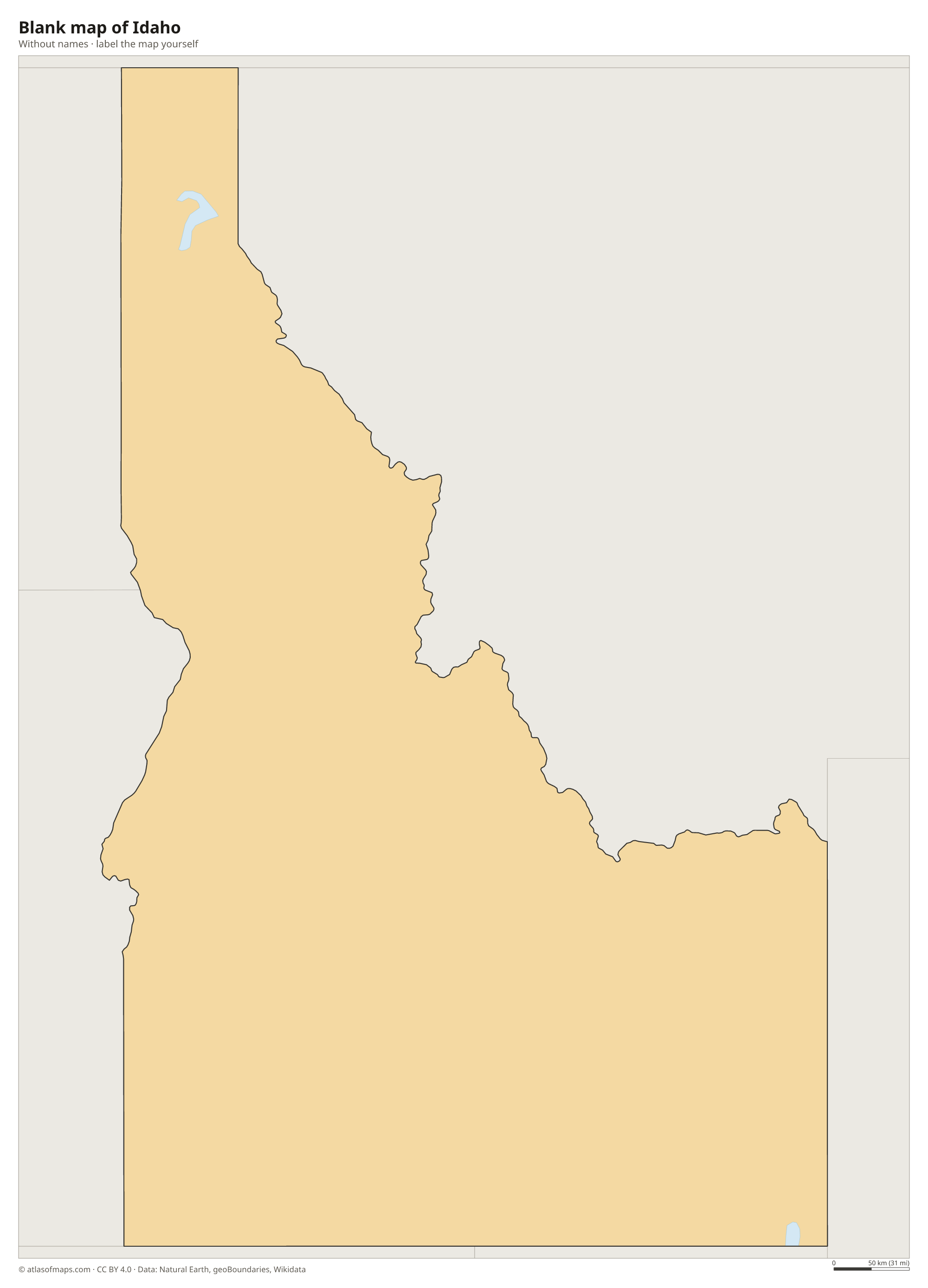 Blank map of Idaho without names