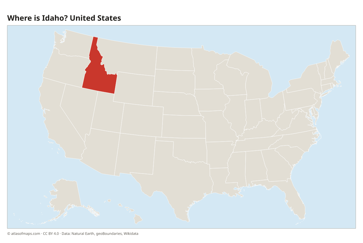 Location of Idaho in the United States