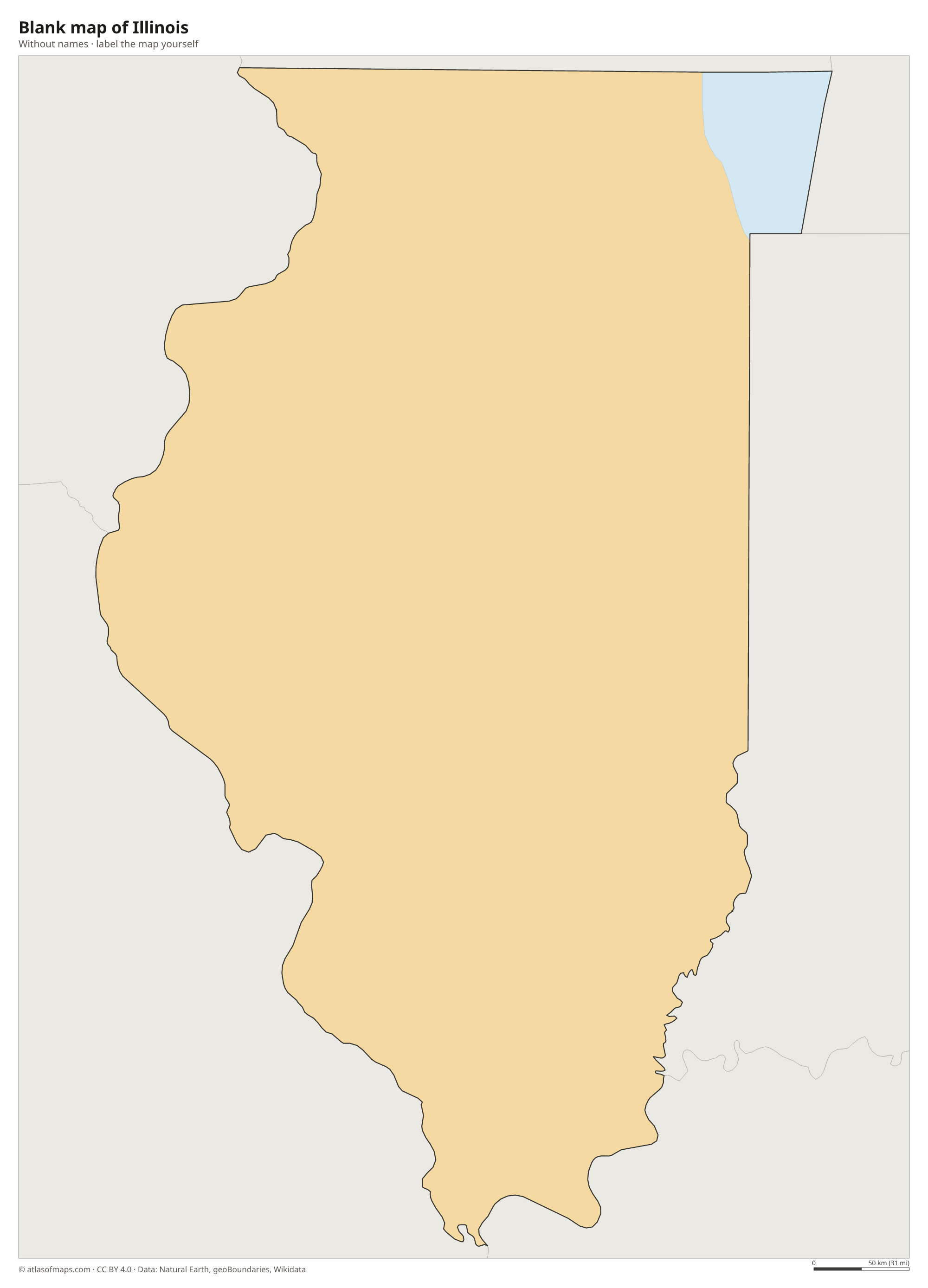 Blank map of Illinois without names