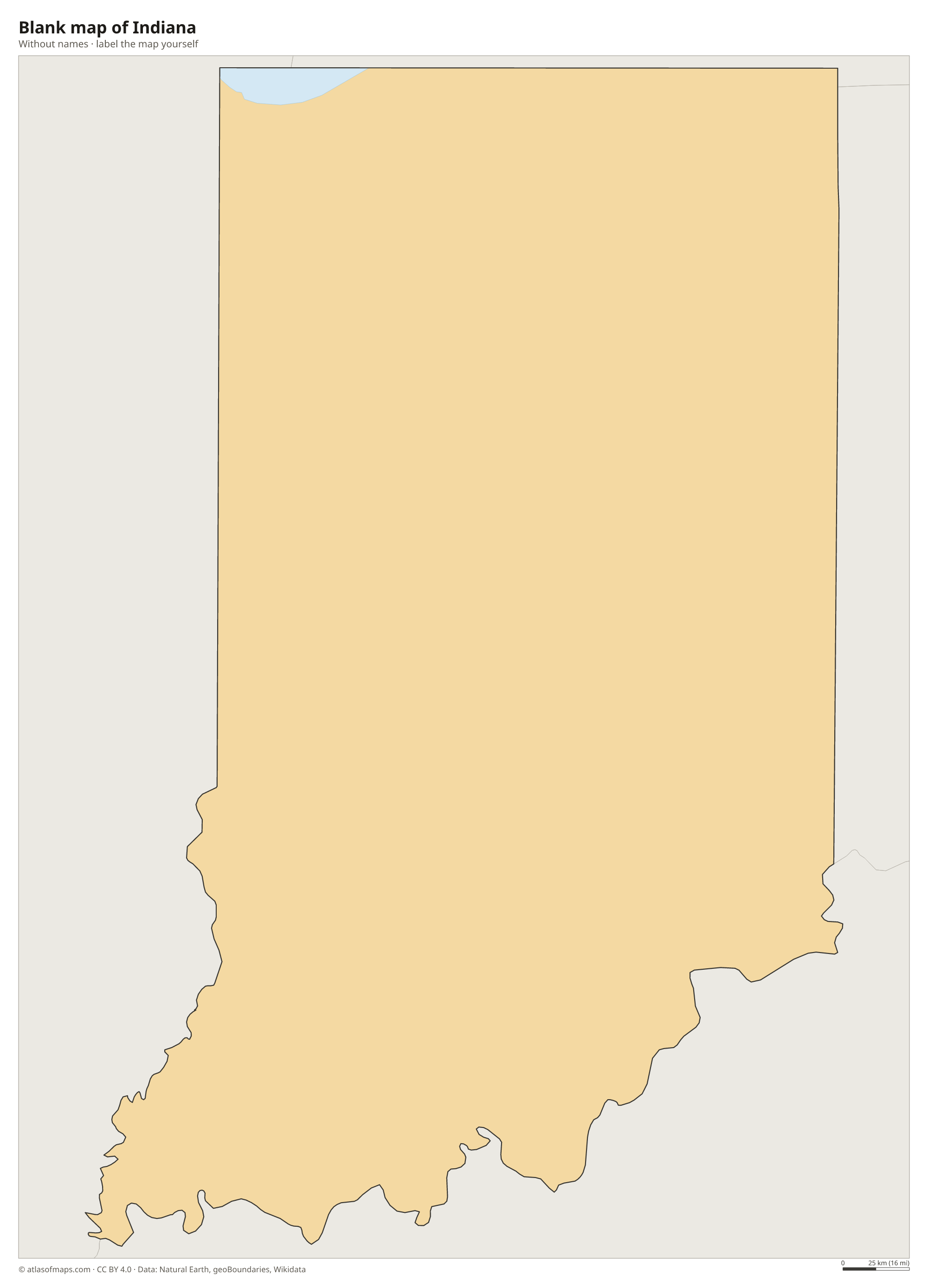 Blank map of Indiana without names