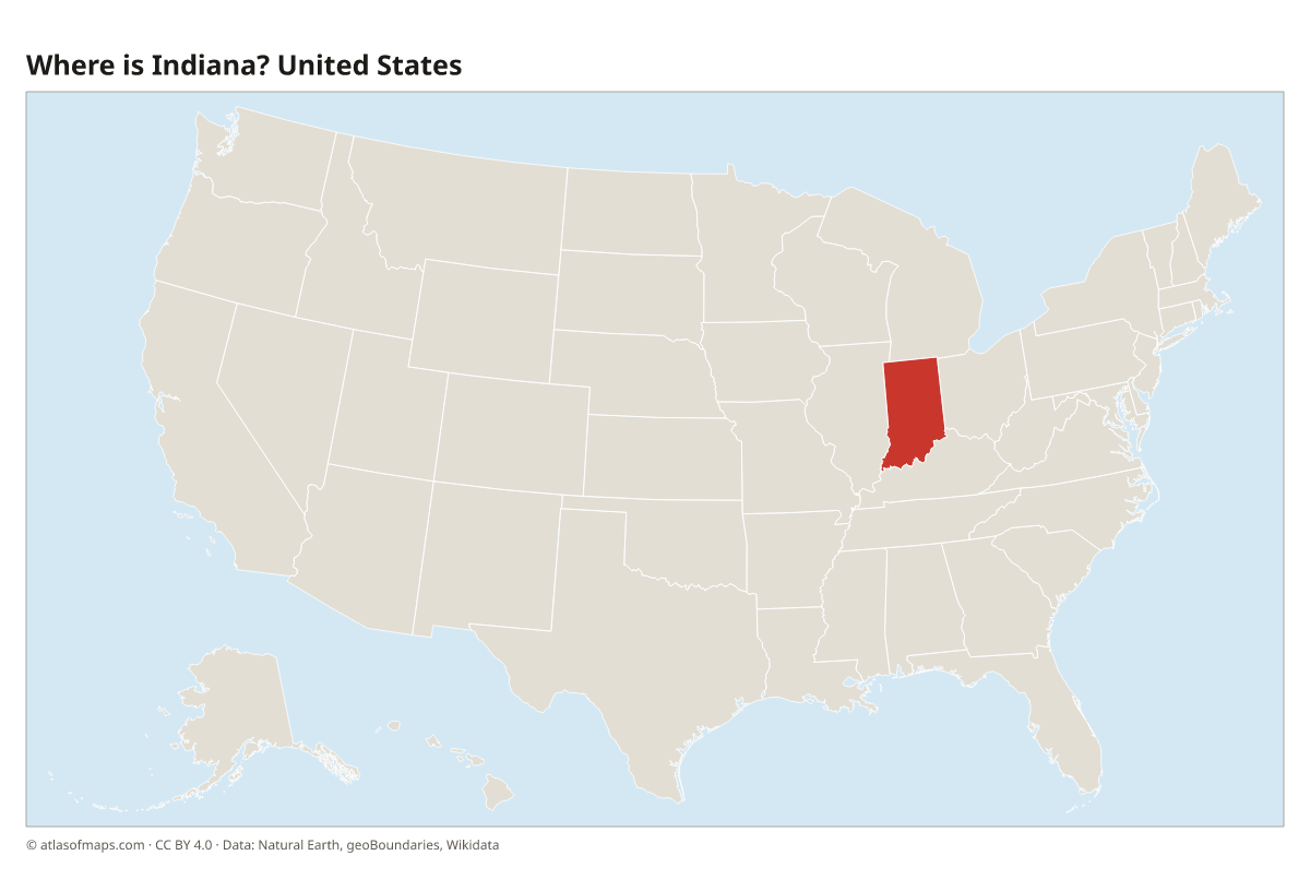 Location of Indiana in the United States