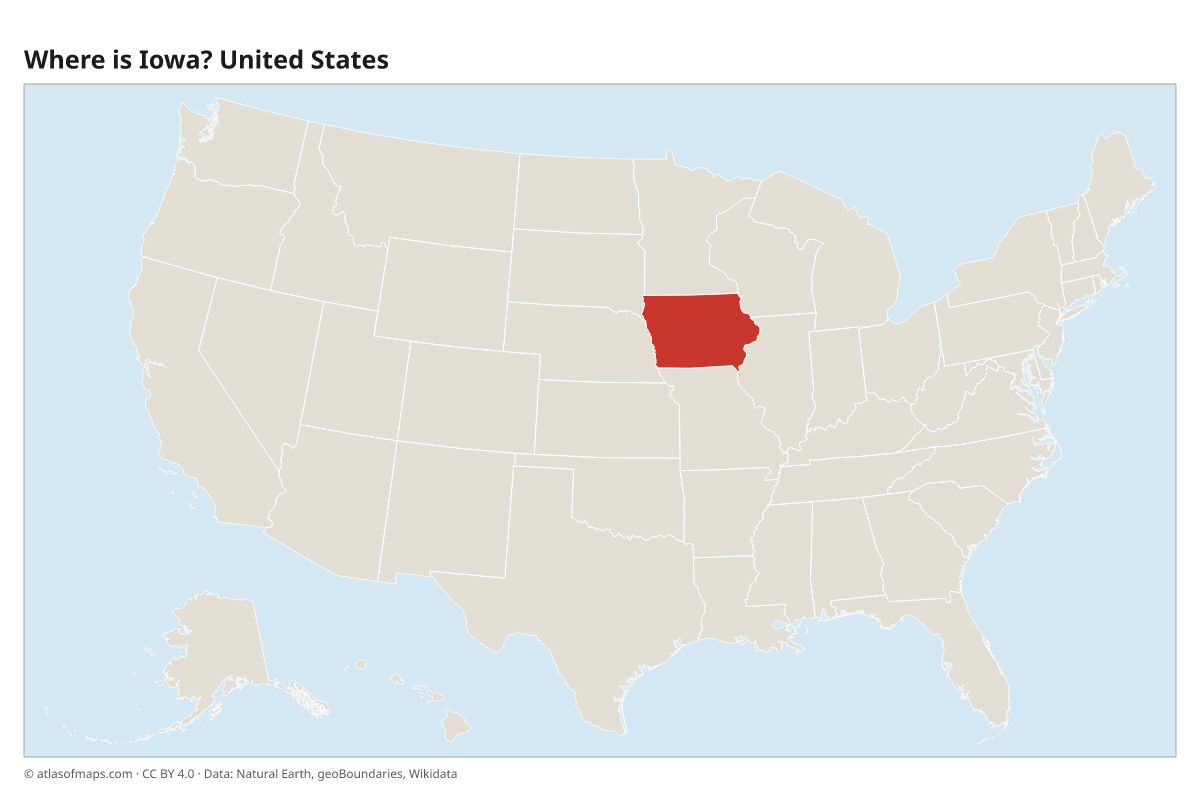 Location of Iowa in the United States