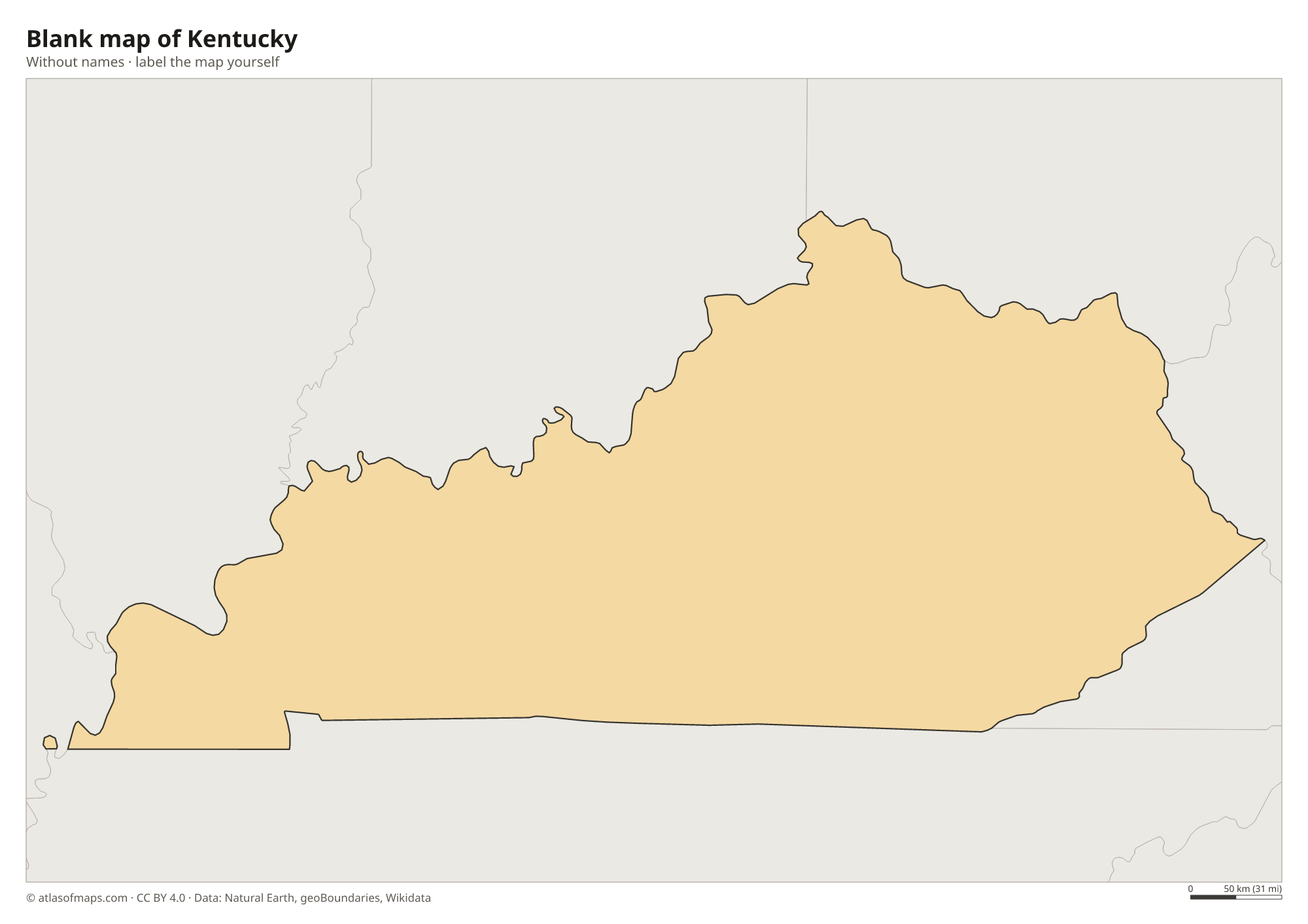 Blank map of Kentucky without names