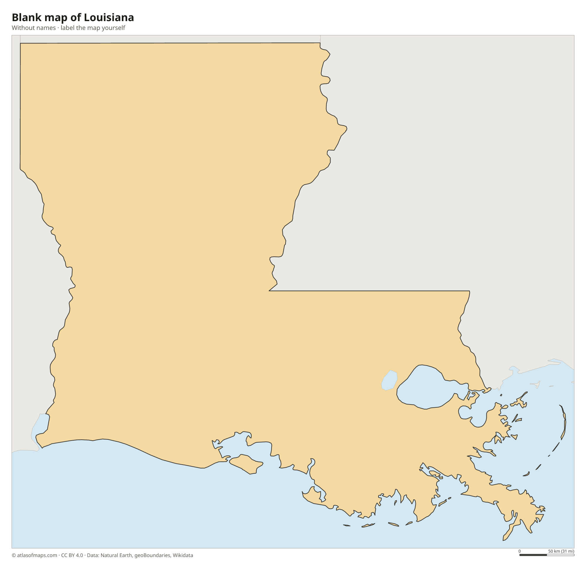 Blank map of Louisiana without names