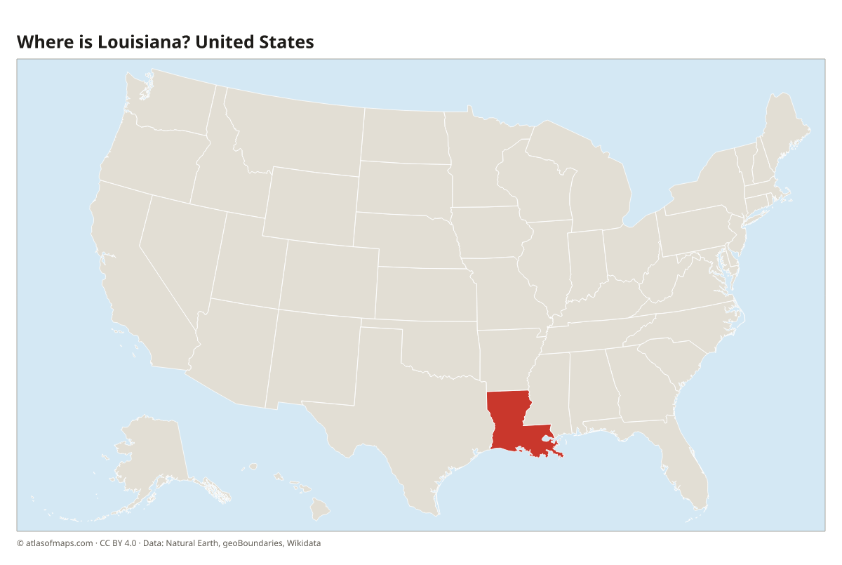 Location of Louisiana in the United States