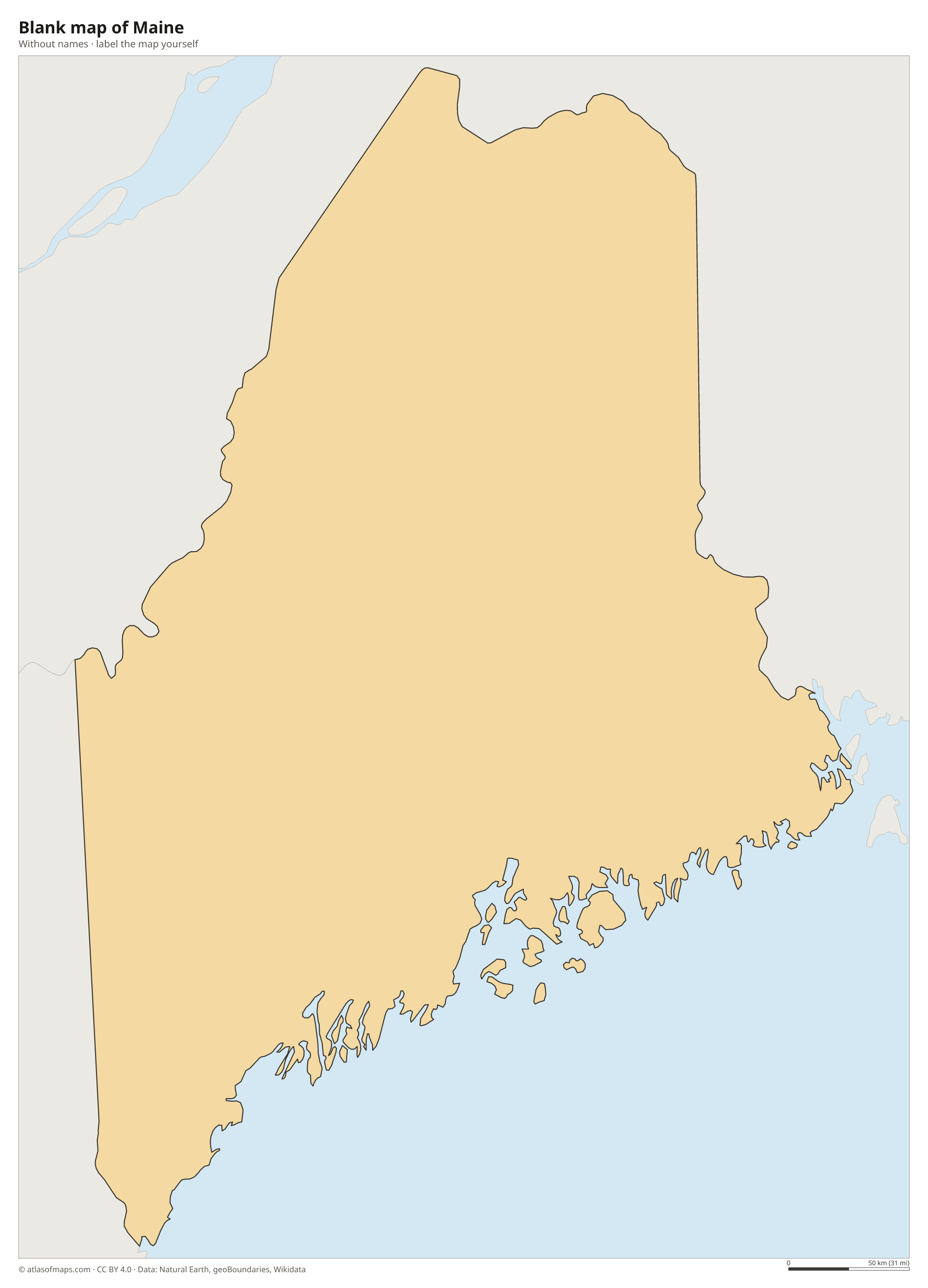 Blank map of Maine without names