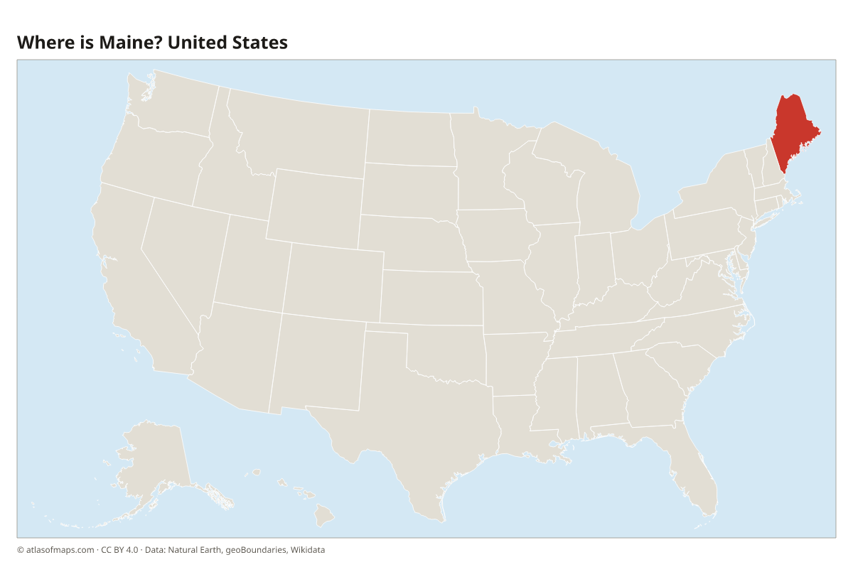 Location of Maine in the United States