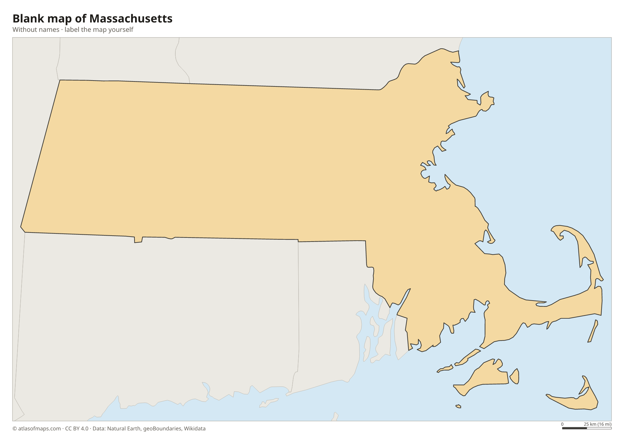 Blank map of Massachusetts without names